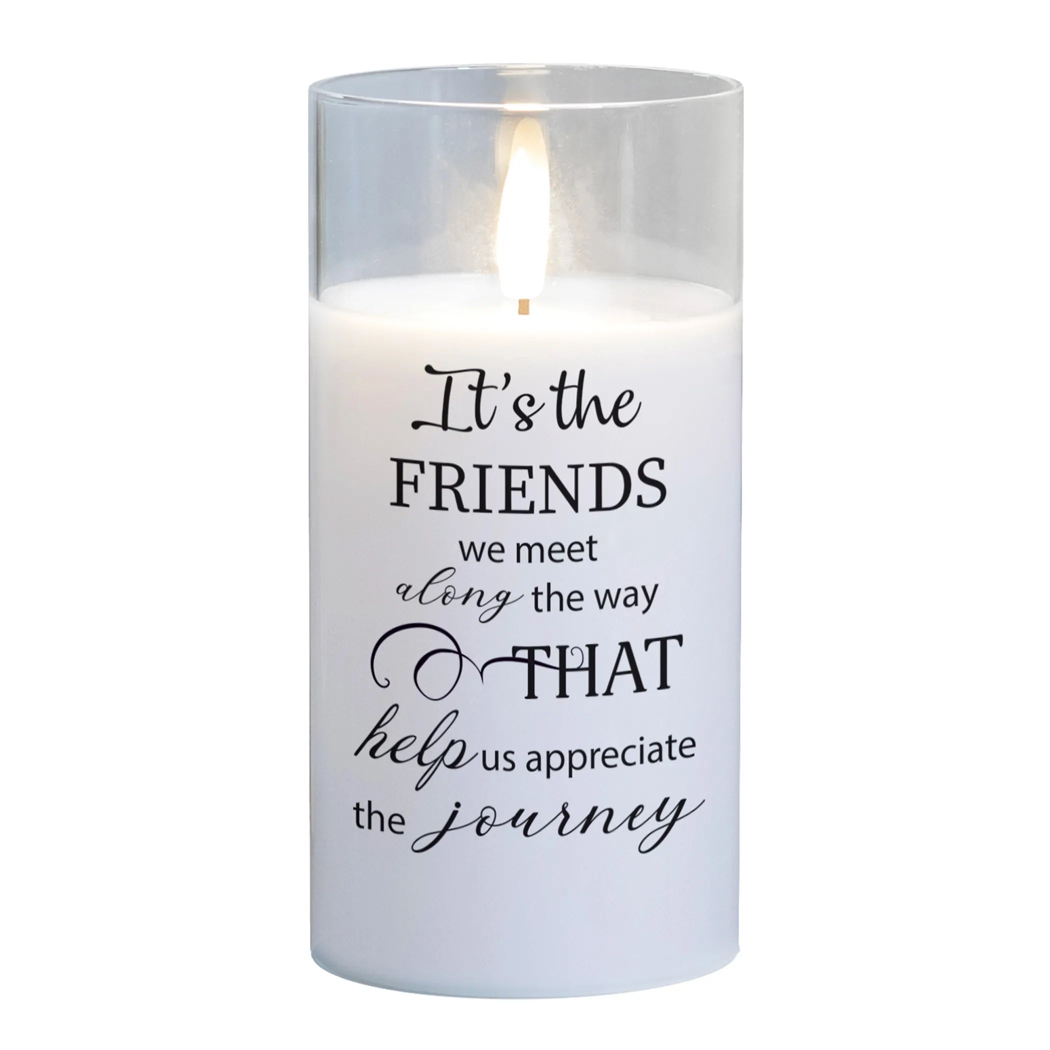 Led Candle The Friends We Meet 6In White