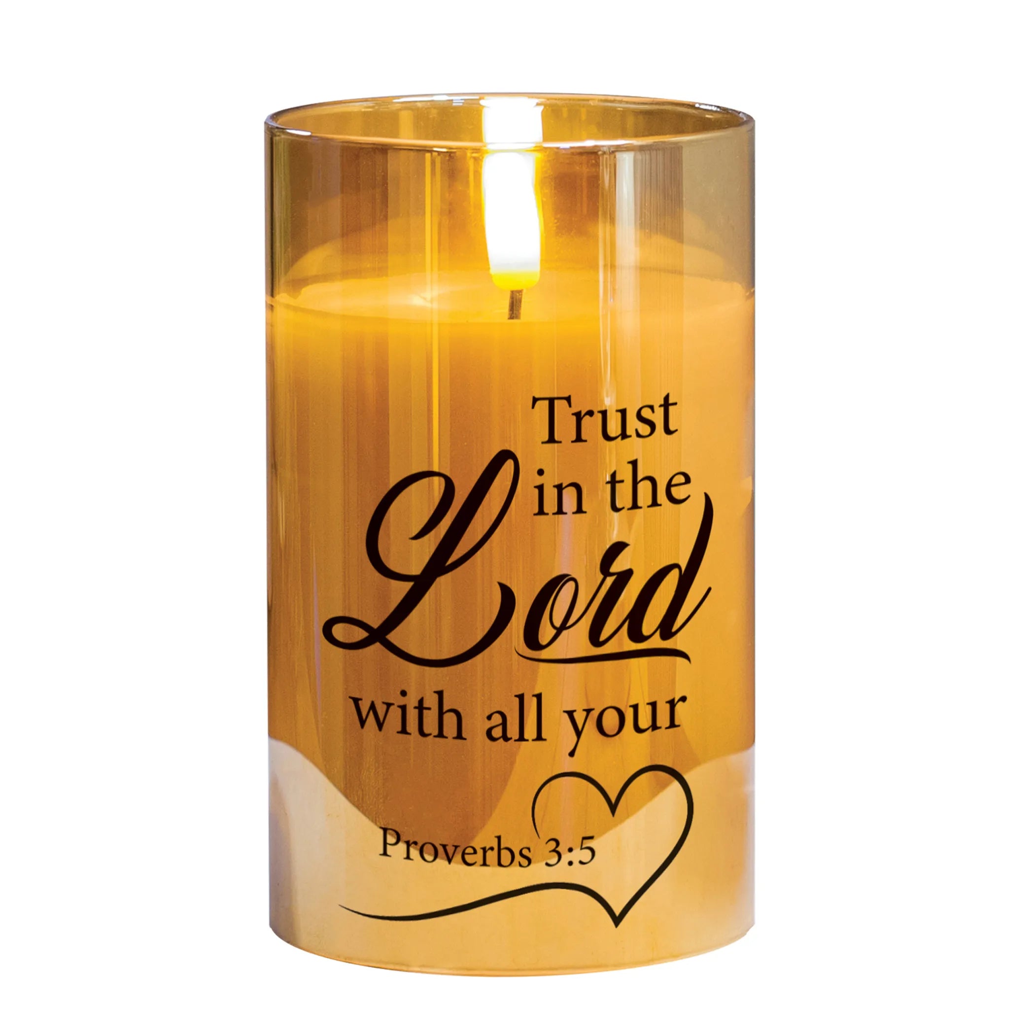 Led Candle Trust The Prov.3:5 5In Gold