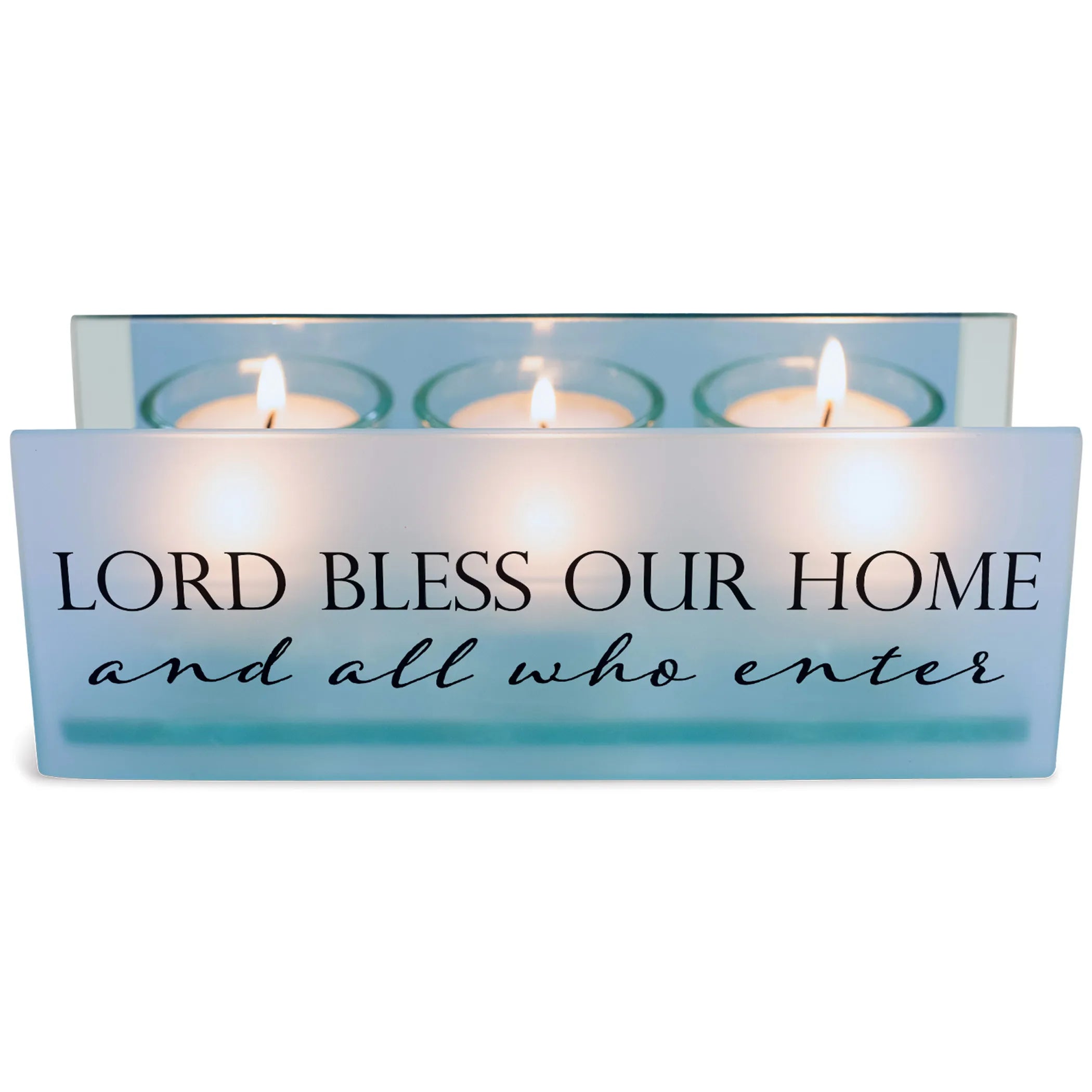 Tealight Lord Bless Our Home Blue