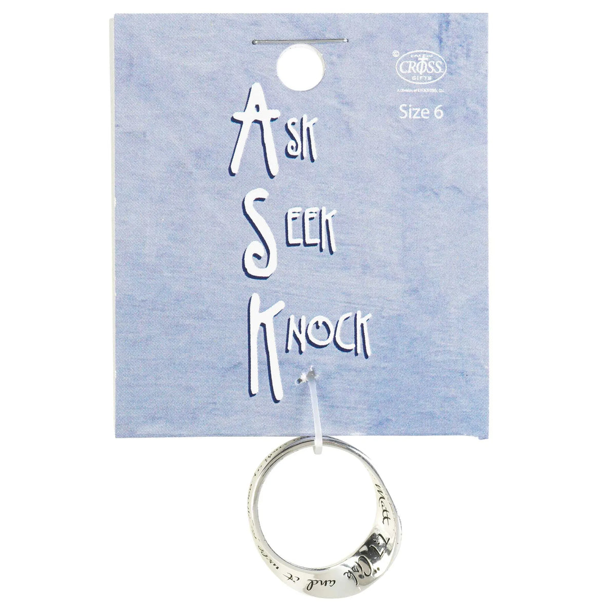 Wide Mobius Ring Matthew 7:7 Size 6