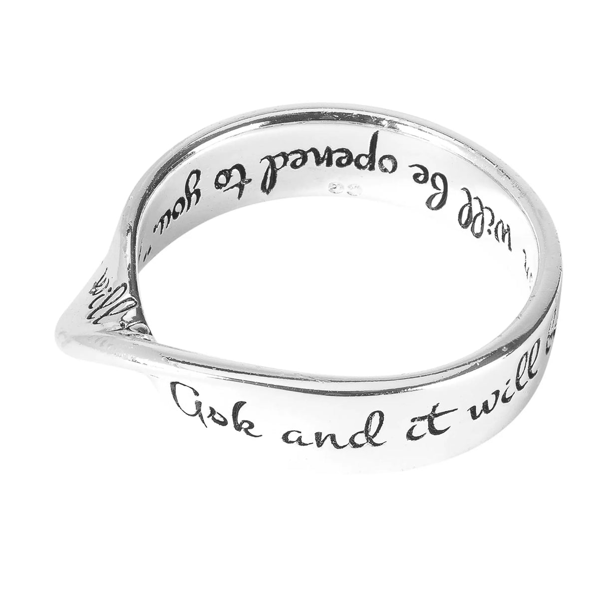 Wide Mobius Ring Matthew 7:7 Size 8