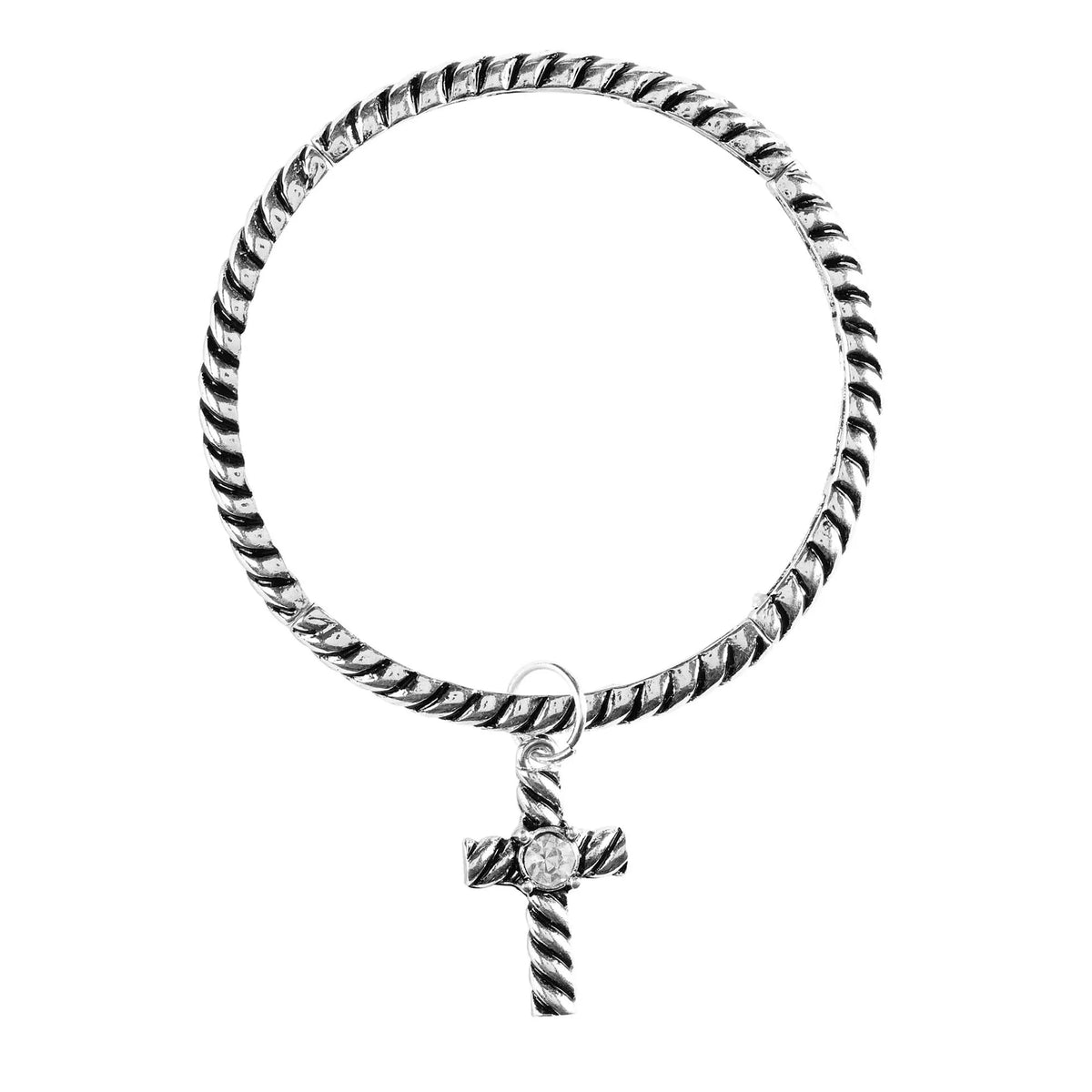 Stretch Bracelet With Large Cross/Cz