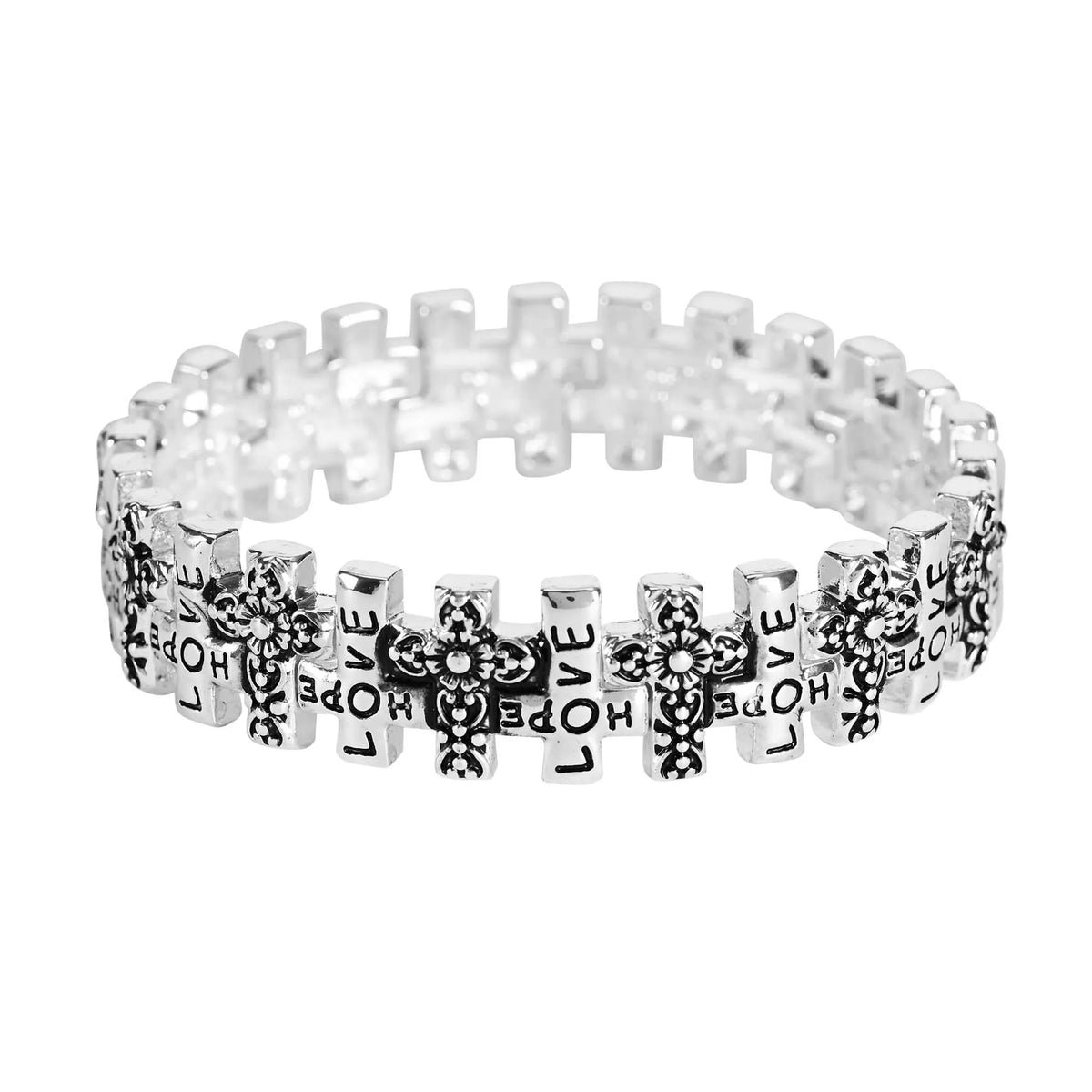 Stretch Bracelet Love/Hope Cross