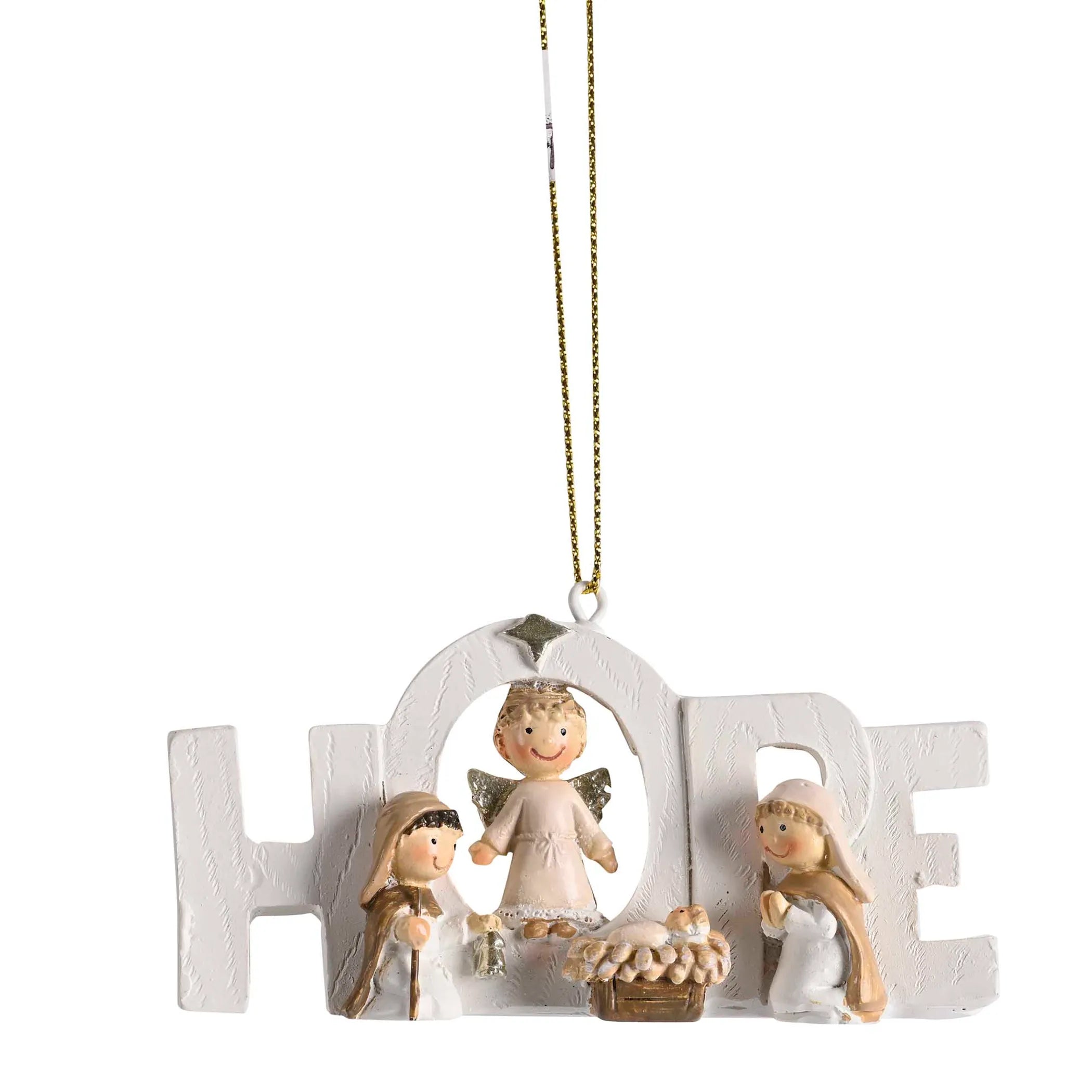 Ornament White Nativity Holy Family 2H