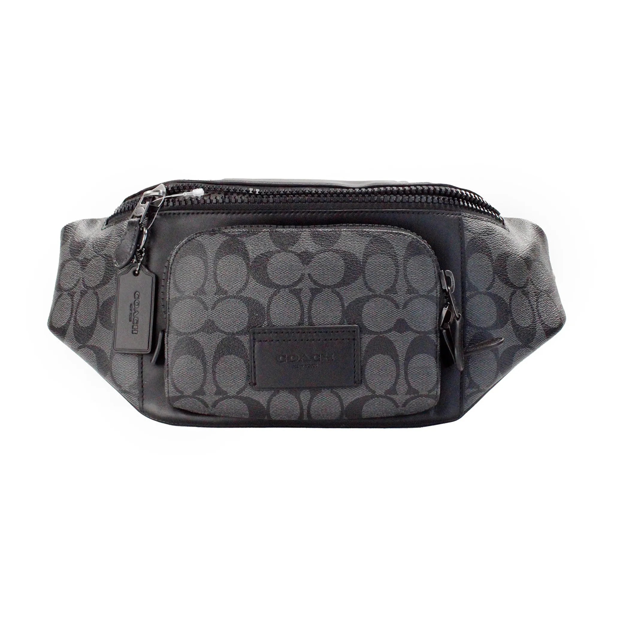 Coach Track Charcoal Black Coated Canvas Leather Belt Bag