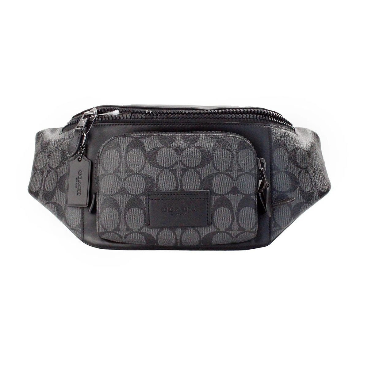 Coach Track Charcoal Black Coated Canvas Leather Belt Bag
