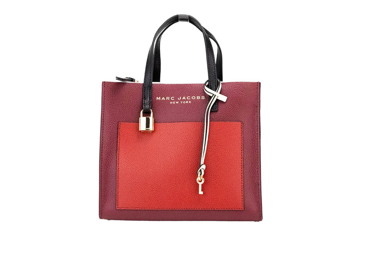 Marc Jacobs Grind Mini Pomegranate Colorblock Leather Tote