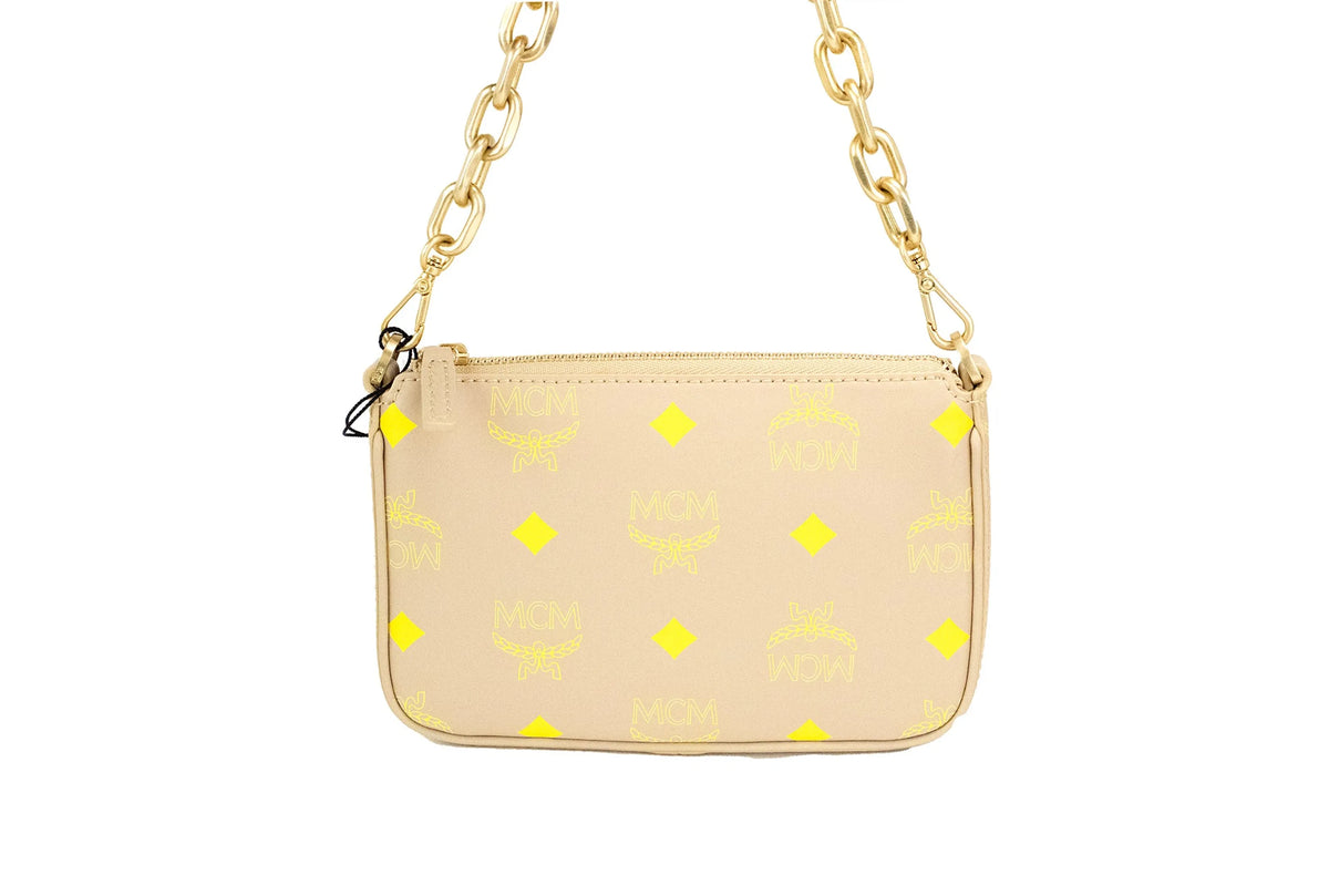 Mcm Color Splash Croissant Leather Mini Pouch Crossbody Handbag
