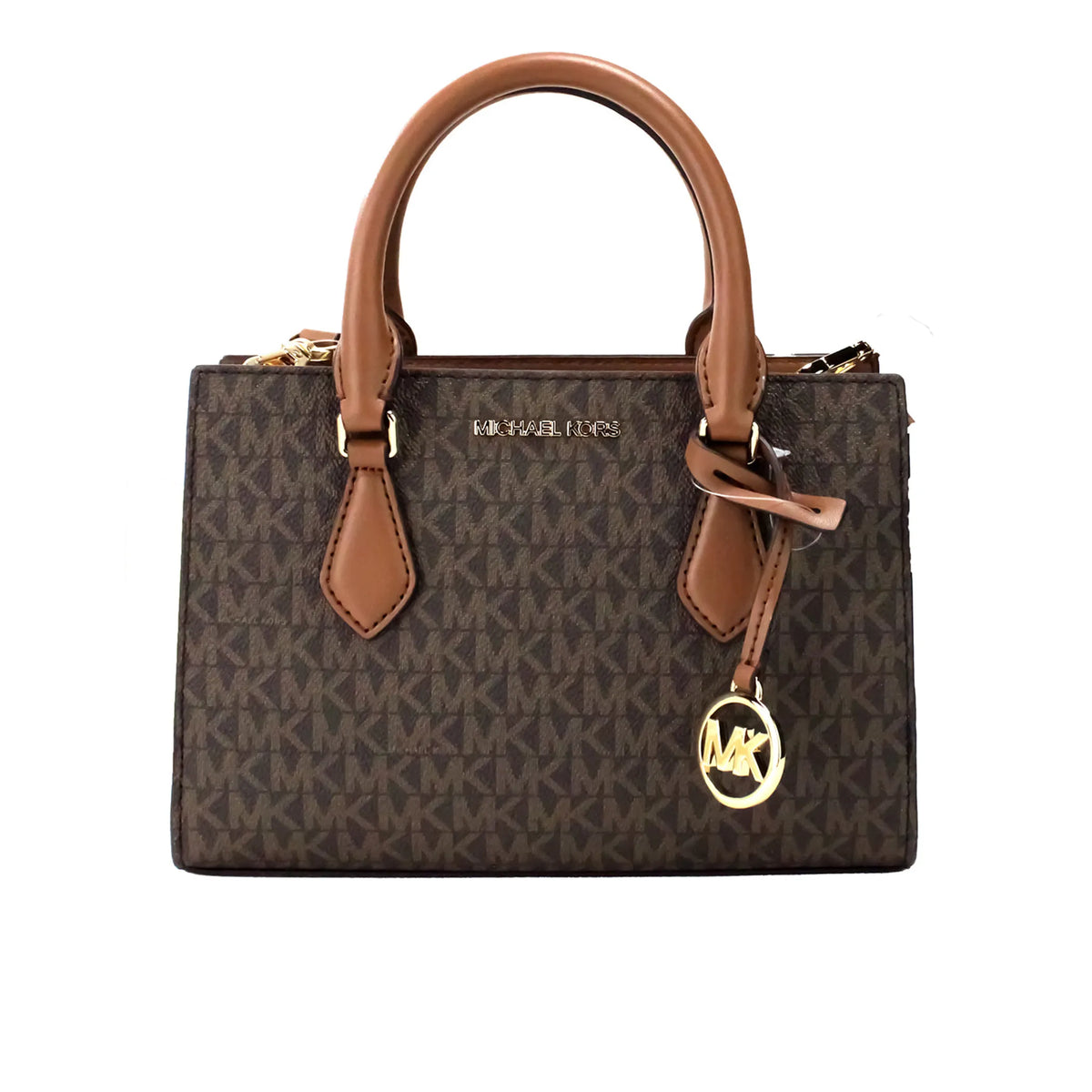 Michael Kors Sheila Brown Pvc Center Zip Satchel Bag