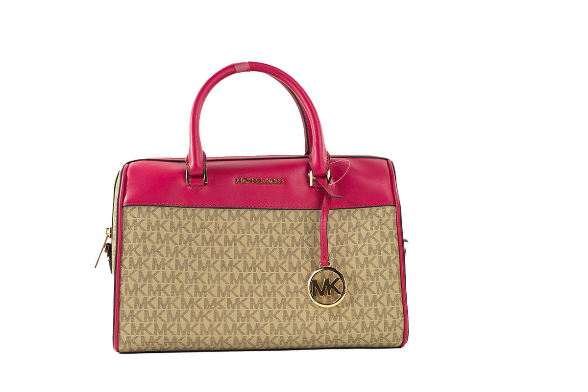 Michael Kors Travel Medium Carmine Pink Signature Duffle Bag