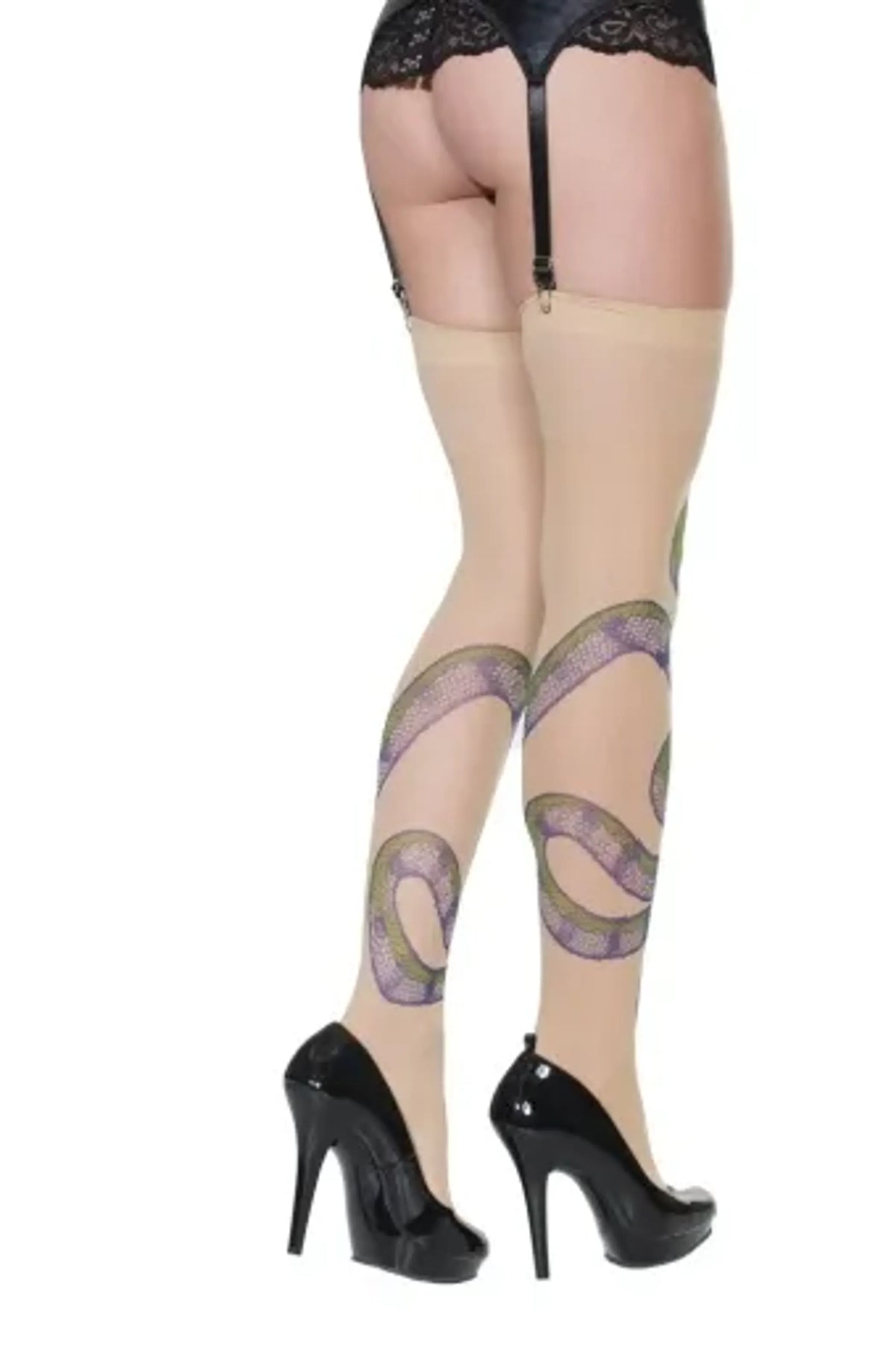 Coquette Sheer Stocking With Snake Print