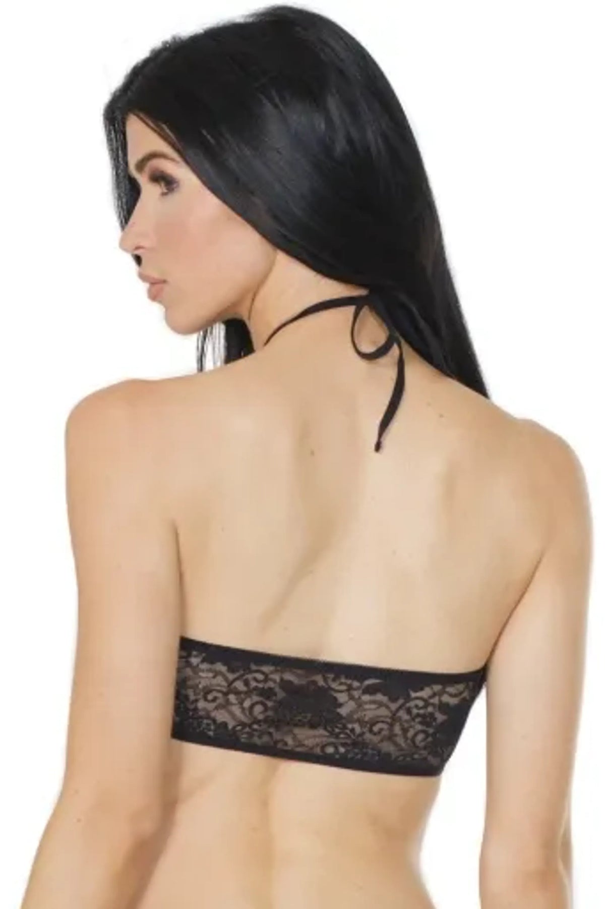 Coquette Stretch Lace Halter Crop Top