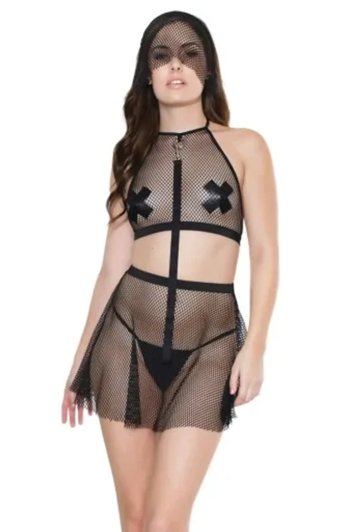 Coquette Halter Top Skirt And Mask