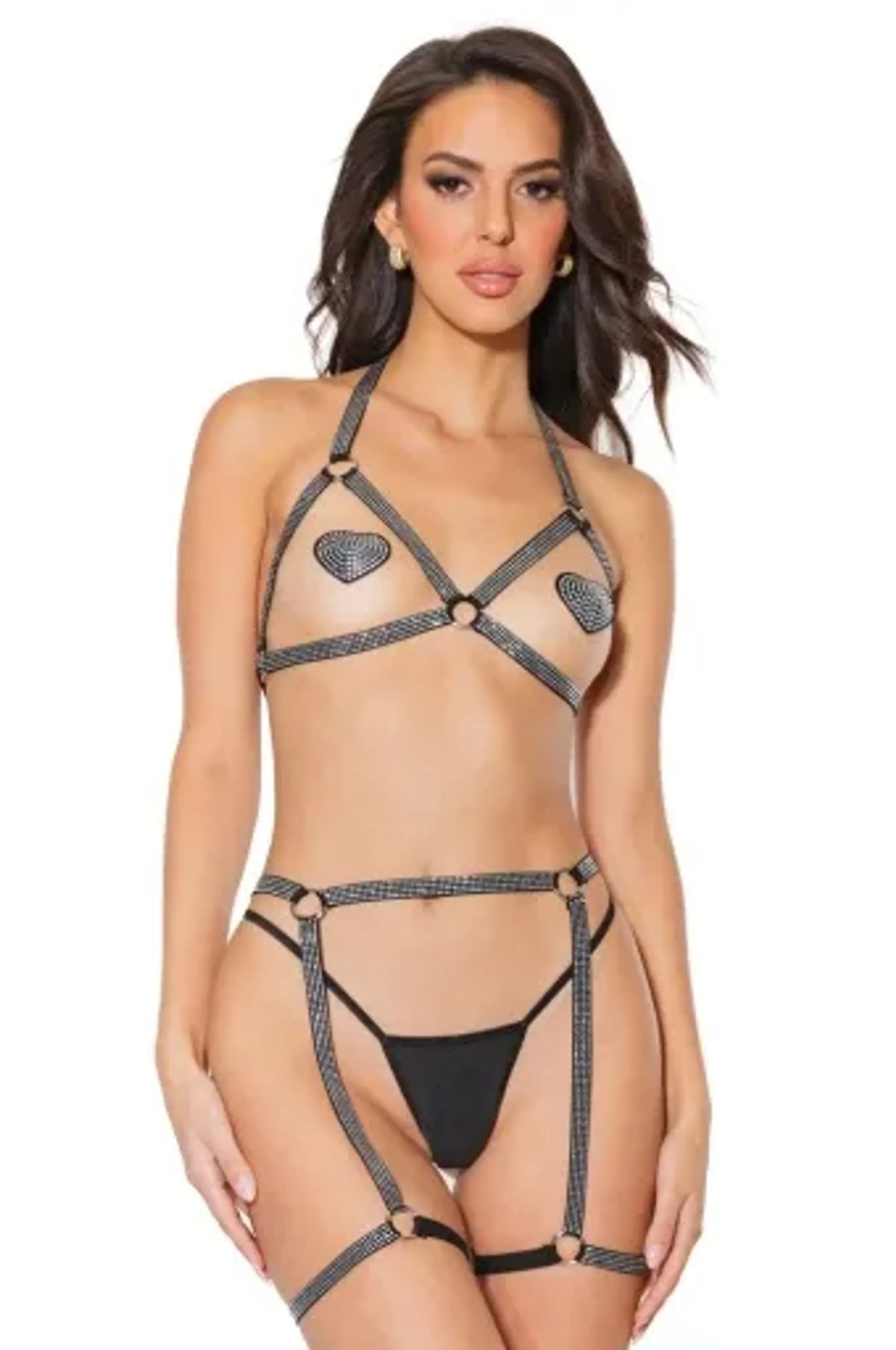 Coquette Harness Bra & Garter Panty