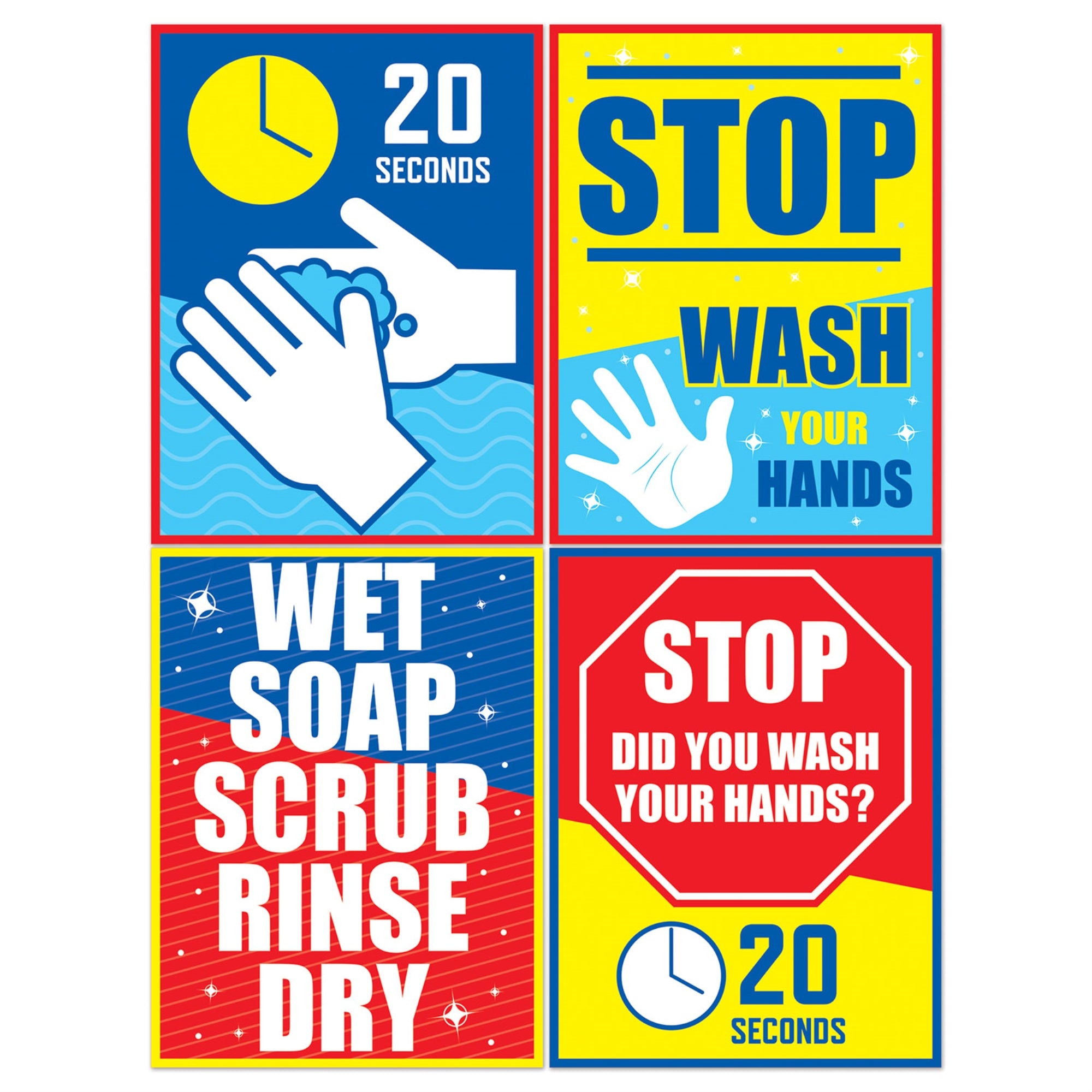 Stop Scrub Your Hands Paper Wall Signs, (Pack Of 48)
