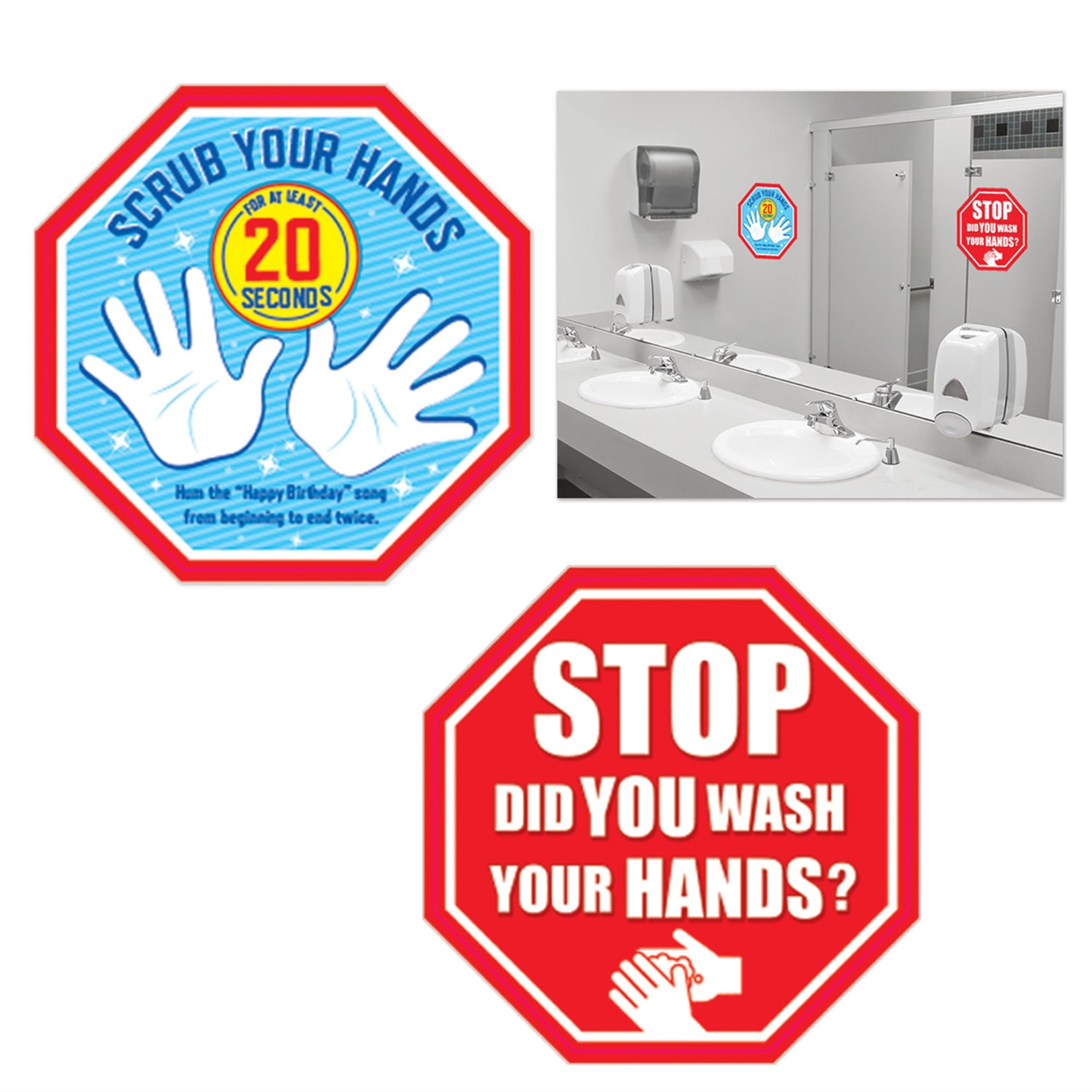 Hand Washing Removable Clings, (Pack Of 48)