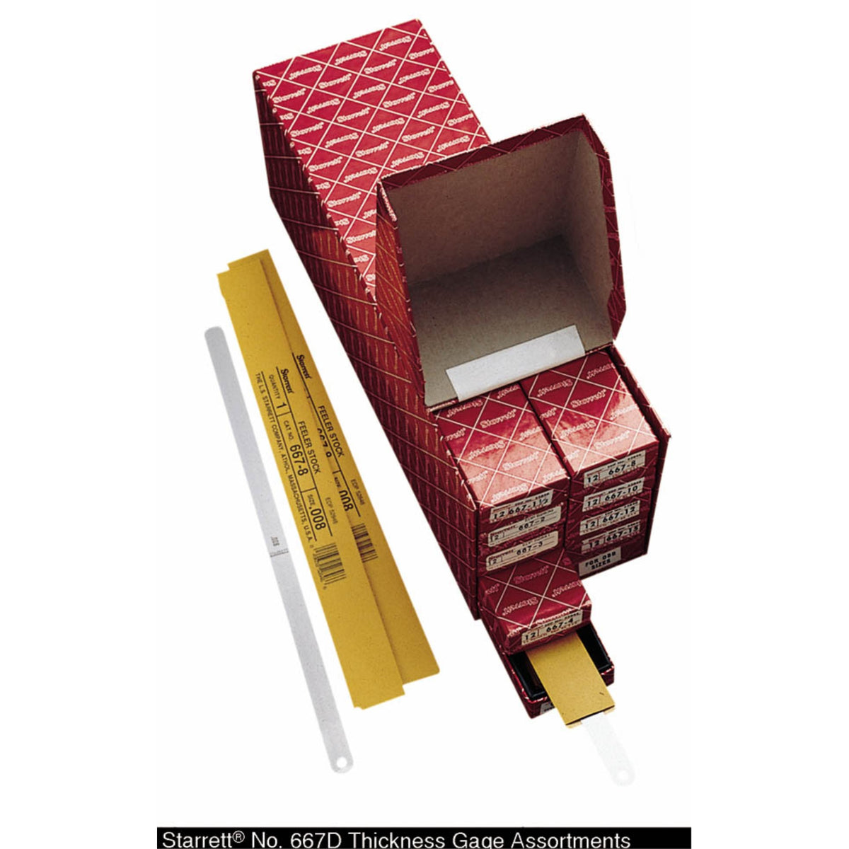 S667D Thickness Gage Or Feeler Stock Bulk Assortment, 108 Pieces, 1/2 X 12,  Nine Thicknesses From .0015 To .015 Thick