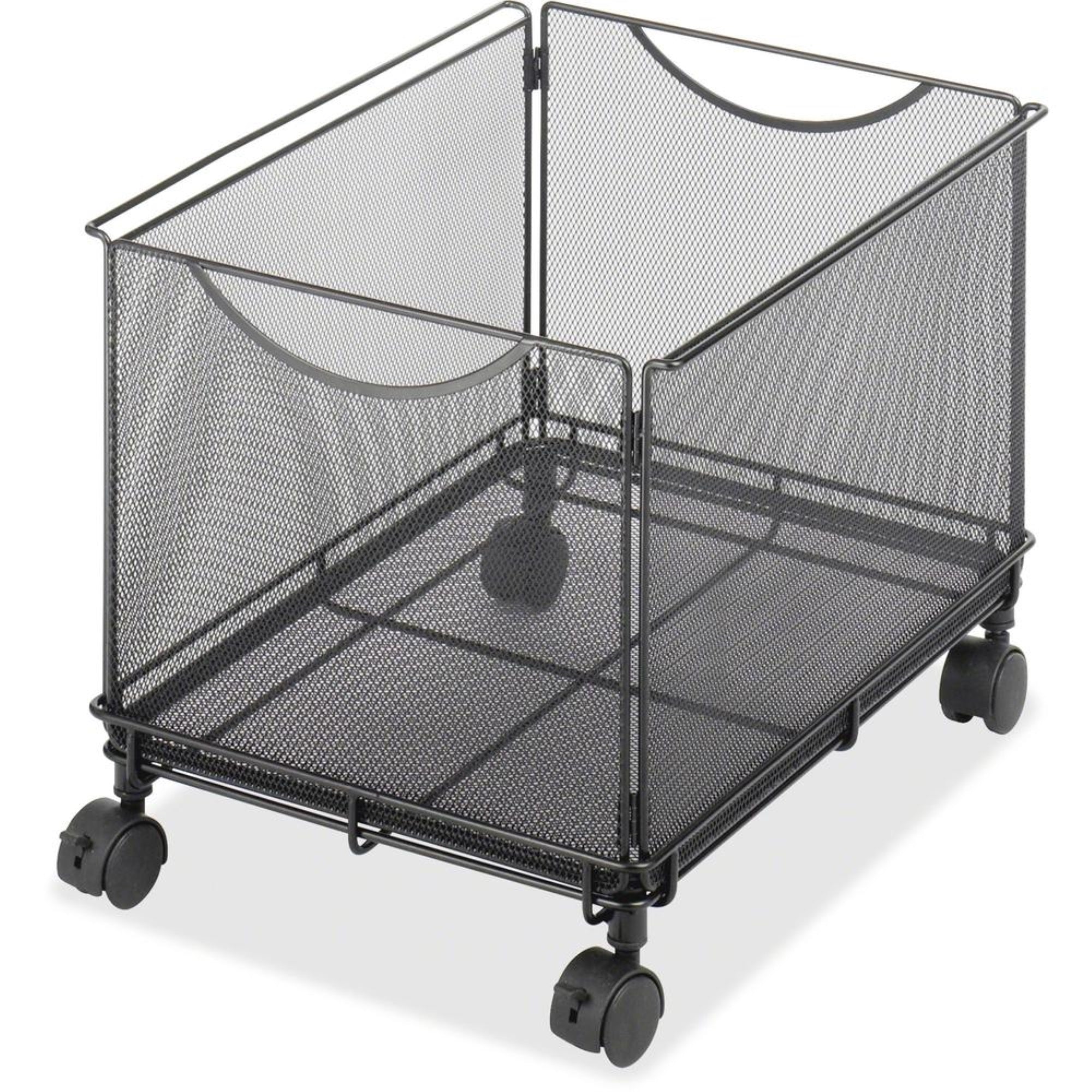 Safco Onyx 5211BL Mesh Rolling File Cube - 4 Casters - 1.50″ Caster Size - Steel - x 13.5″ Width x 16.8″ Depth x 13″ Height - Black - 1 Each