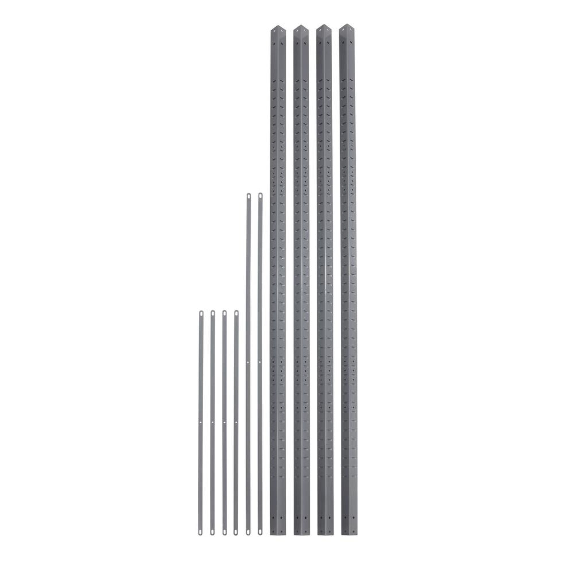 Industrial Post Kit - 1.5″ Width x 1.5″ Depth x 85″ Height - Steel - Dark Gray