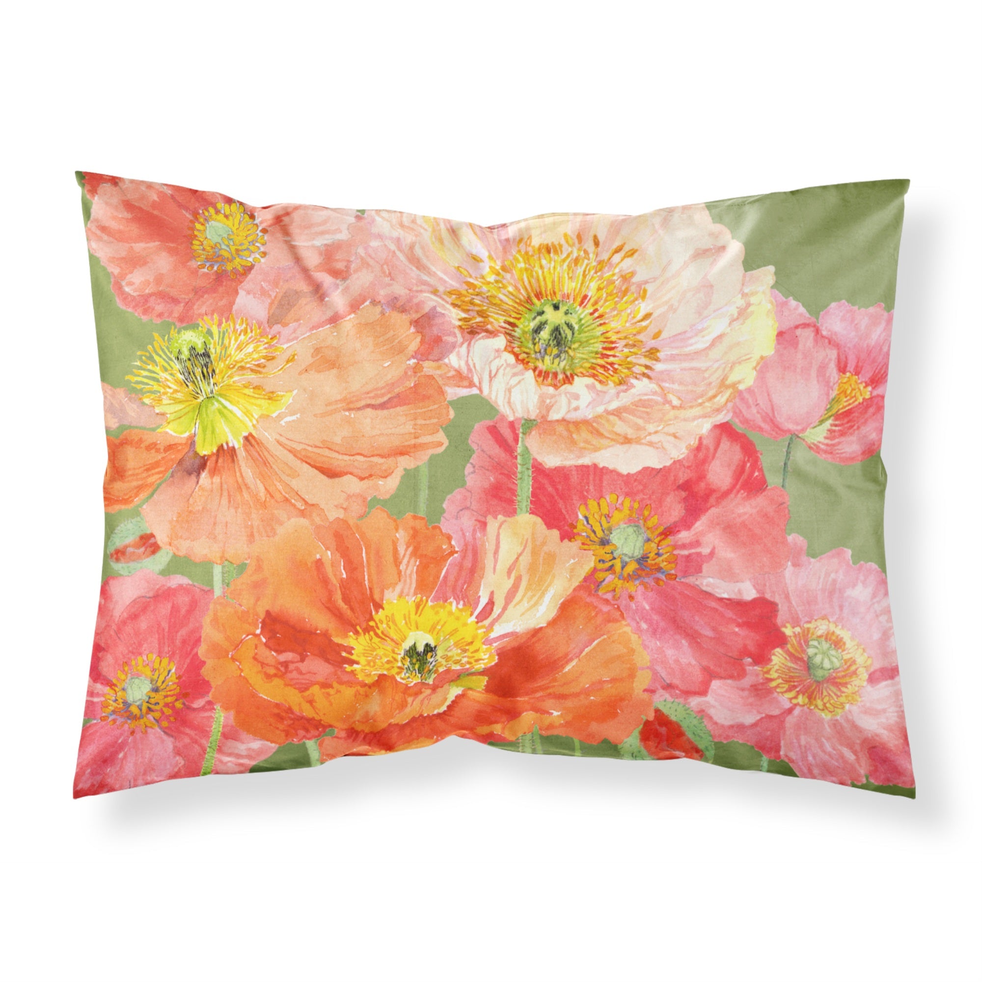 Caroline'S Treasures Poppies By Anne Searle Fabric Standard Pillowcase Sase664Cpillowcase, Multicolor