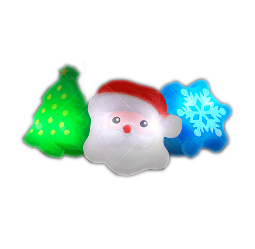 Soft Assorted Santa Tree Snowflake Christmas Party Ring Pack of 12