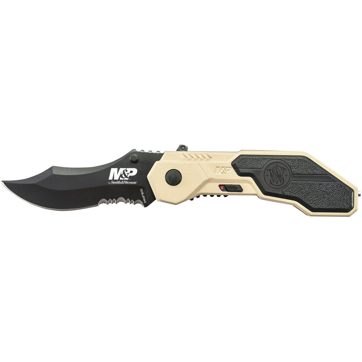 Swmp1Bsd - Smith &Amp; Wesson M&Amp;P M.A.G.I.C. Assist Black W/40% Serrated Blade Desert Camo Aluminum Handle W/Punch, Pc