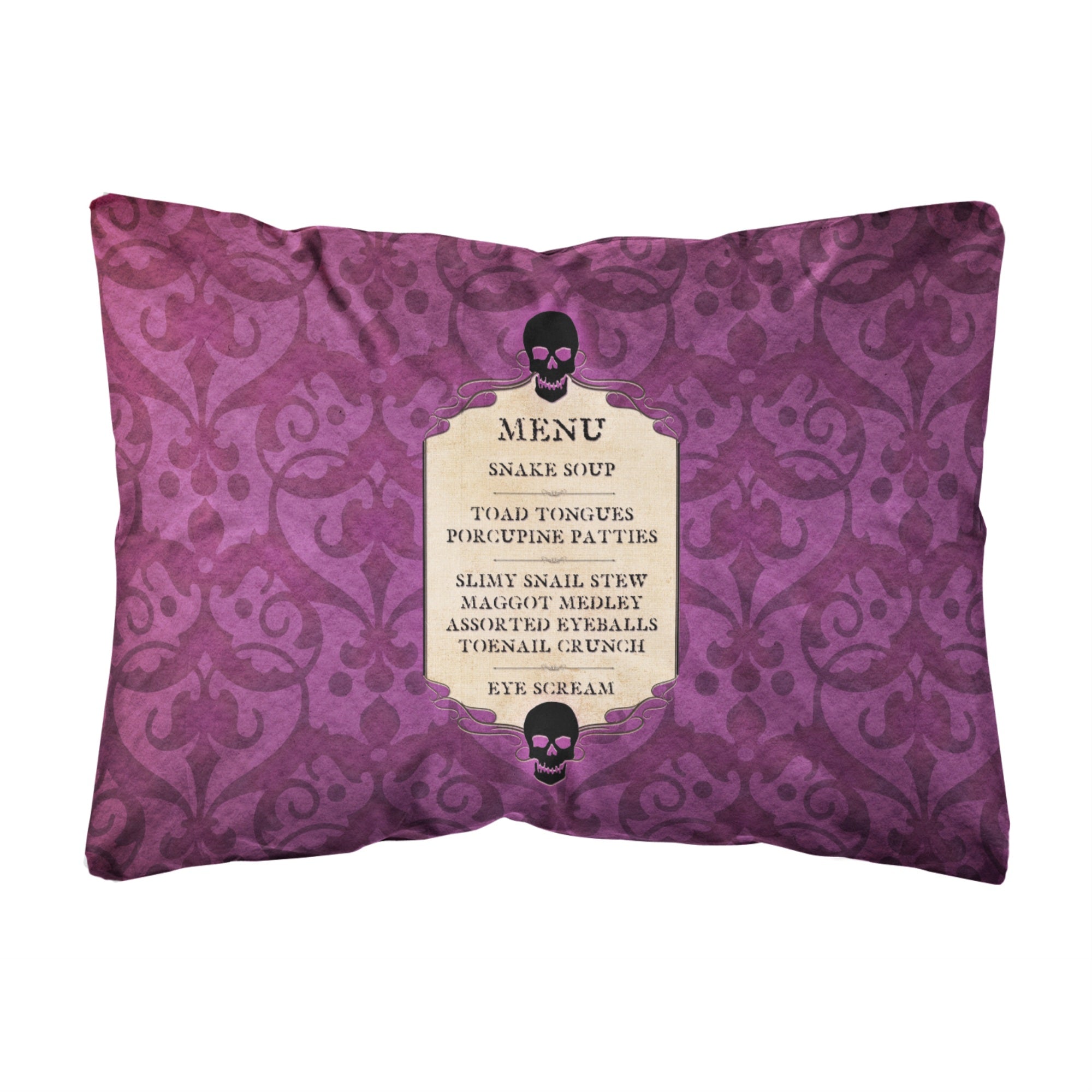 Caroline'S Treasures Goulish Menu Including Eye Screen Snake Soup Fabric Decorative Pillow, Large, Multicolor