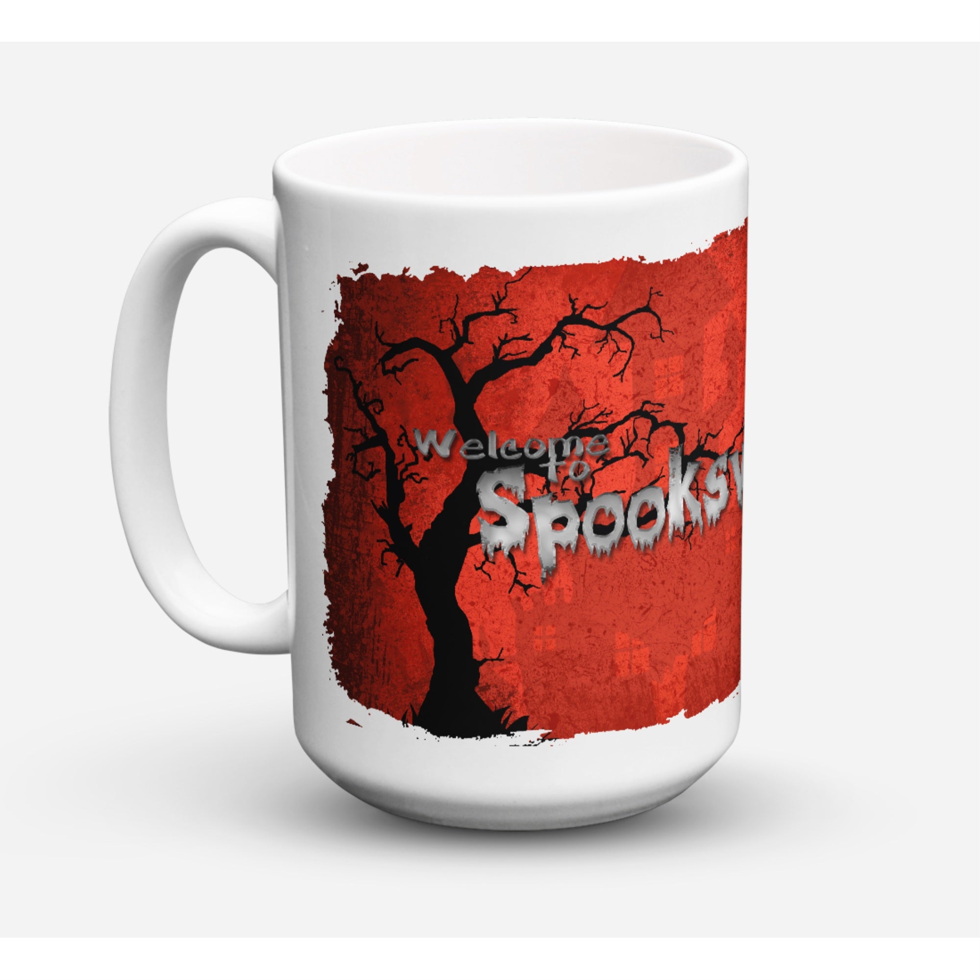 Caroline'S Treasures Sb3008Cm15 Welcome To Spooks Ville Halloween Microwavable Ceramic Coffee Mug, 15 Oz, Multicolor