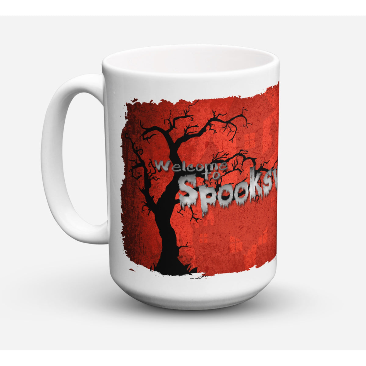 Caroline'S Treasures Sb3008Cm15 Welcome To Spooks Ville Halloween Microwavable Ceramic Coffee Mug, 15 Oz, Multicolor