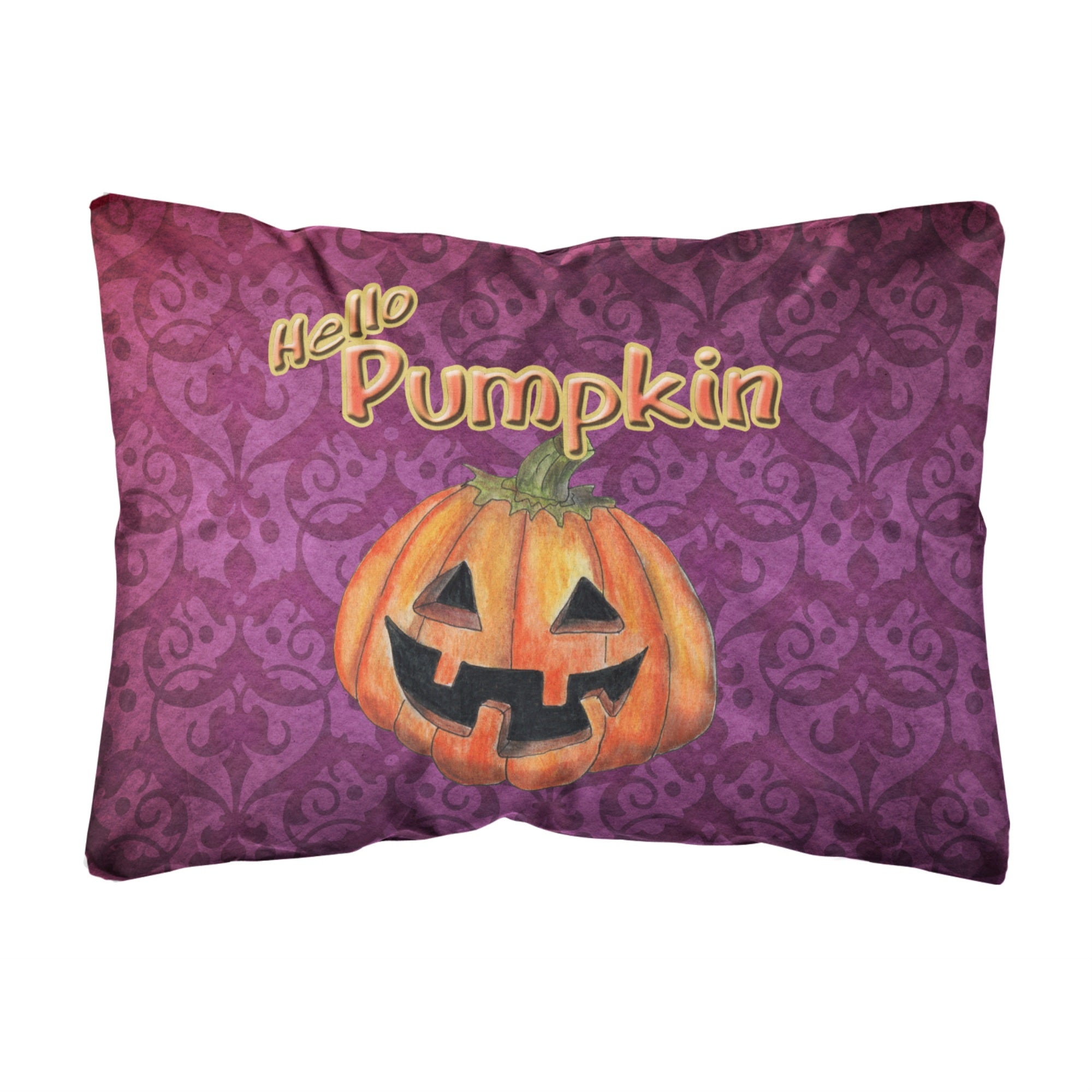 Caroline'S Treasures Sb3017Pw1216 Hello Pumpkin Halloween Canvas Fabric Decorative Pillow, Large, Multicolor