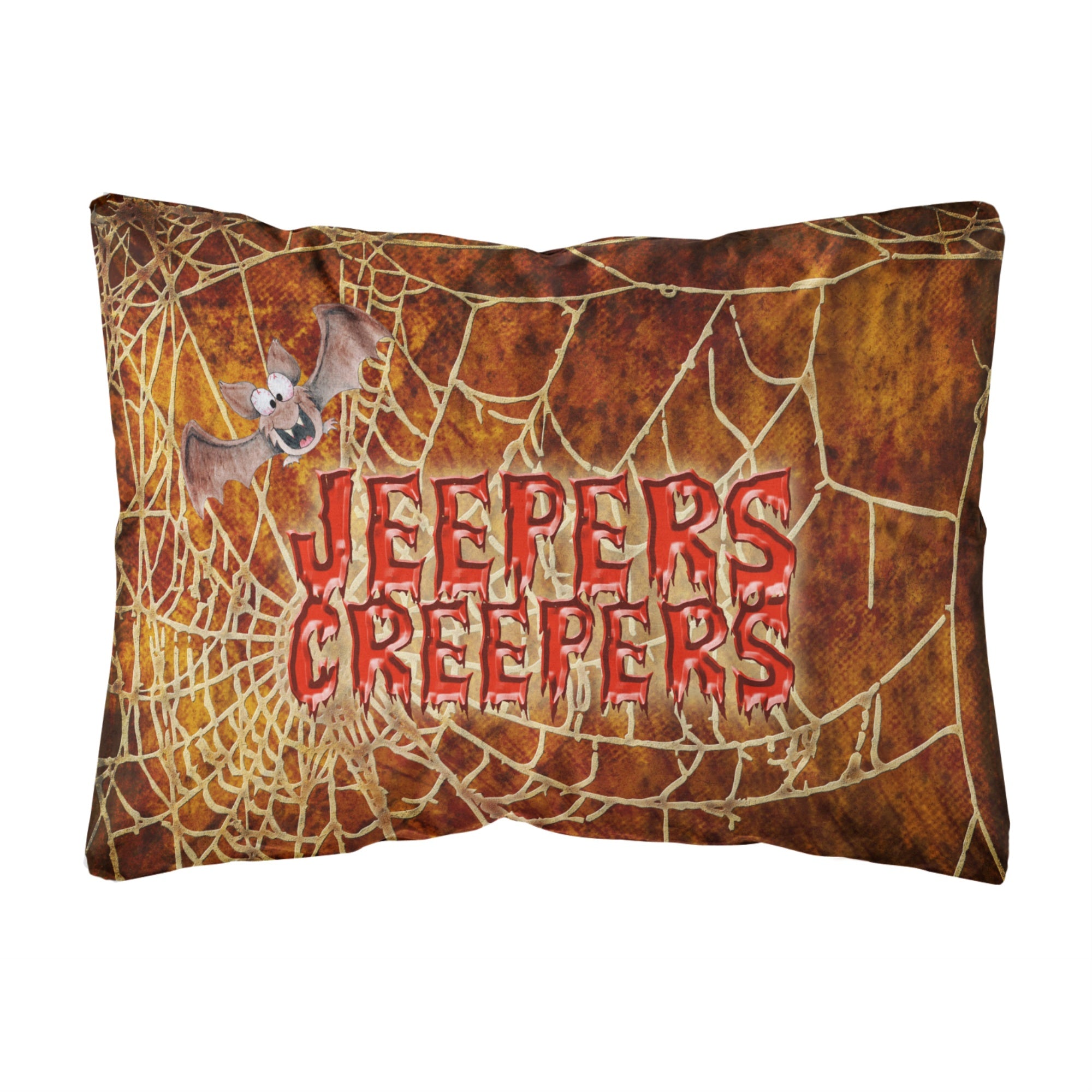 Caroline'S Treasures Jeepers Creepers With Bat & Spider Web Fabric Decorative Pillow, Large, Multicolor