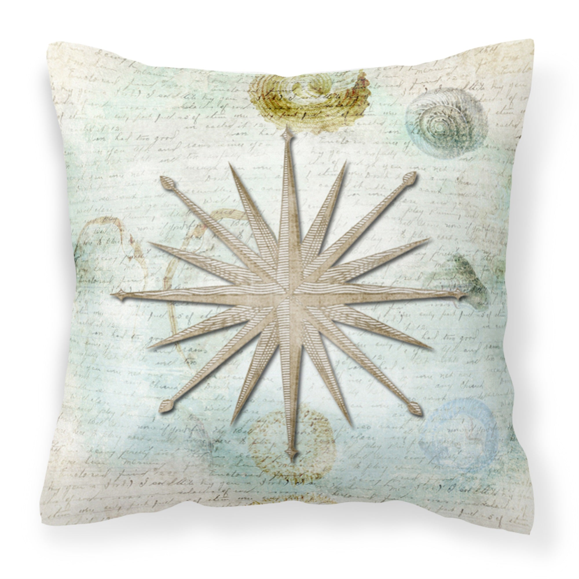 Caroline'S Treasures Sb3024Pw1414 Shells Navigation Star Canvas Fabric Decorative Pillow, Large, Multicolor