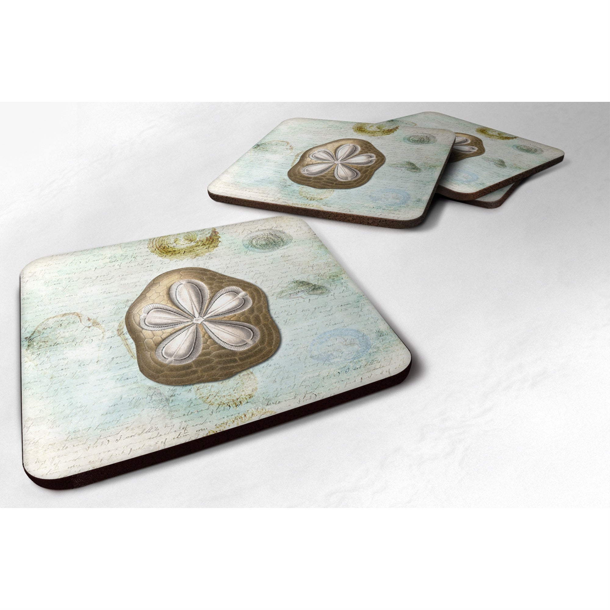 Caroline'S Treasures Sb3027Fc Sand Dollar Foam Coasters (Set Of 4), 3.5 H X 3.5 W, Multicolor