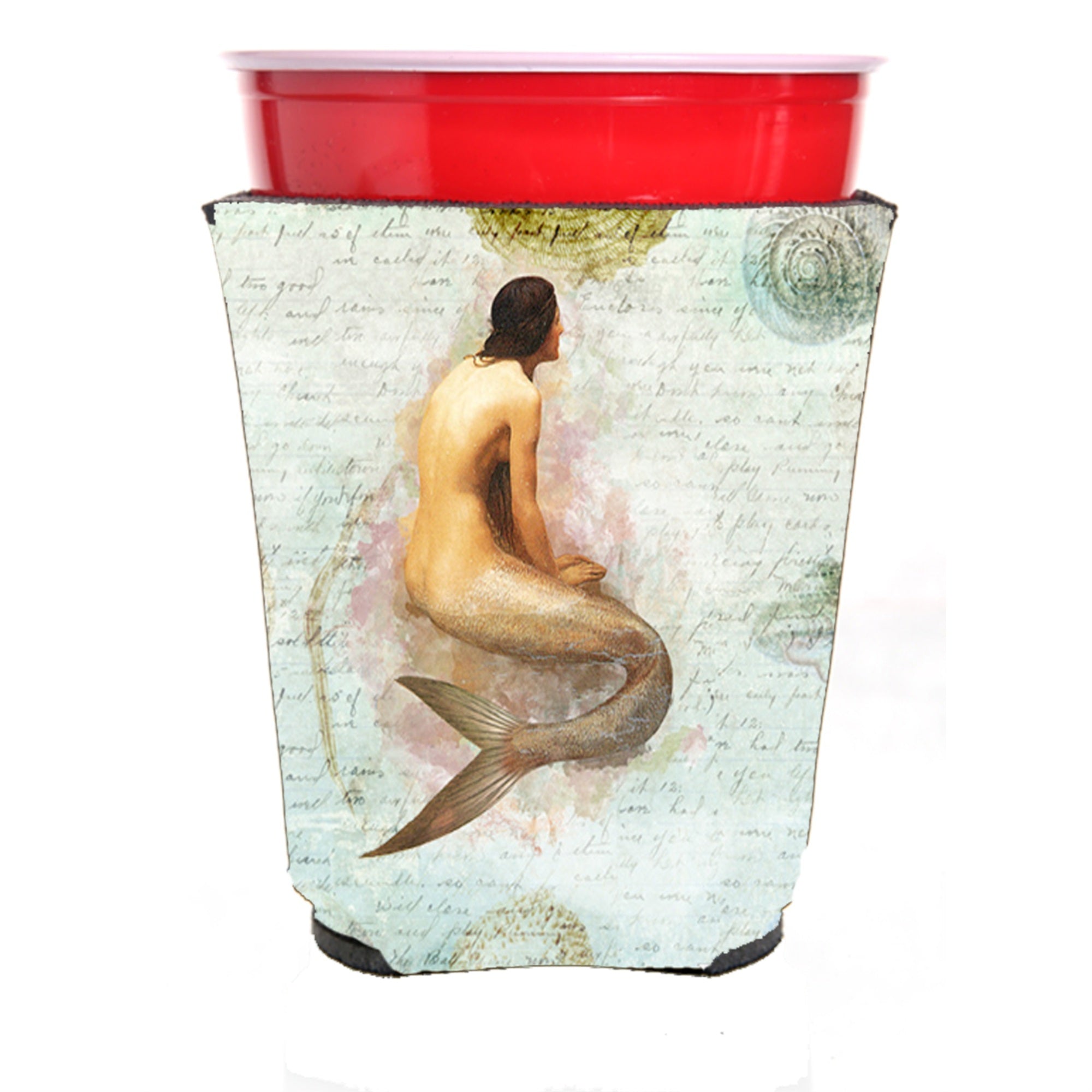 Mermaids And Mermen  Red Solo Cup Beverage Insulator Hugger