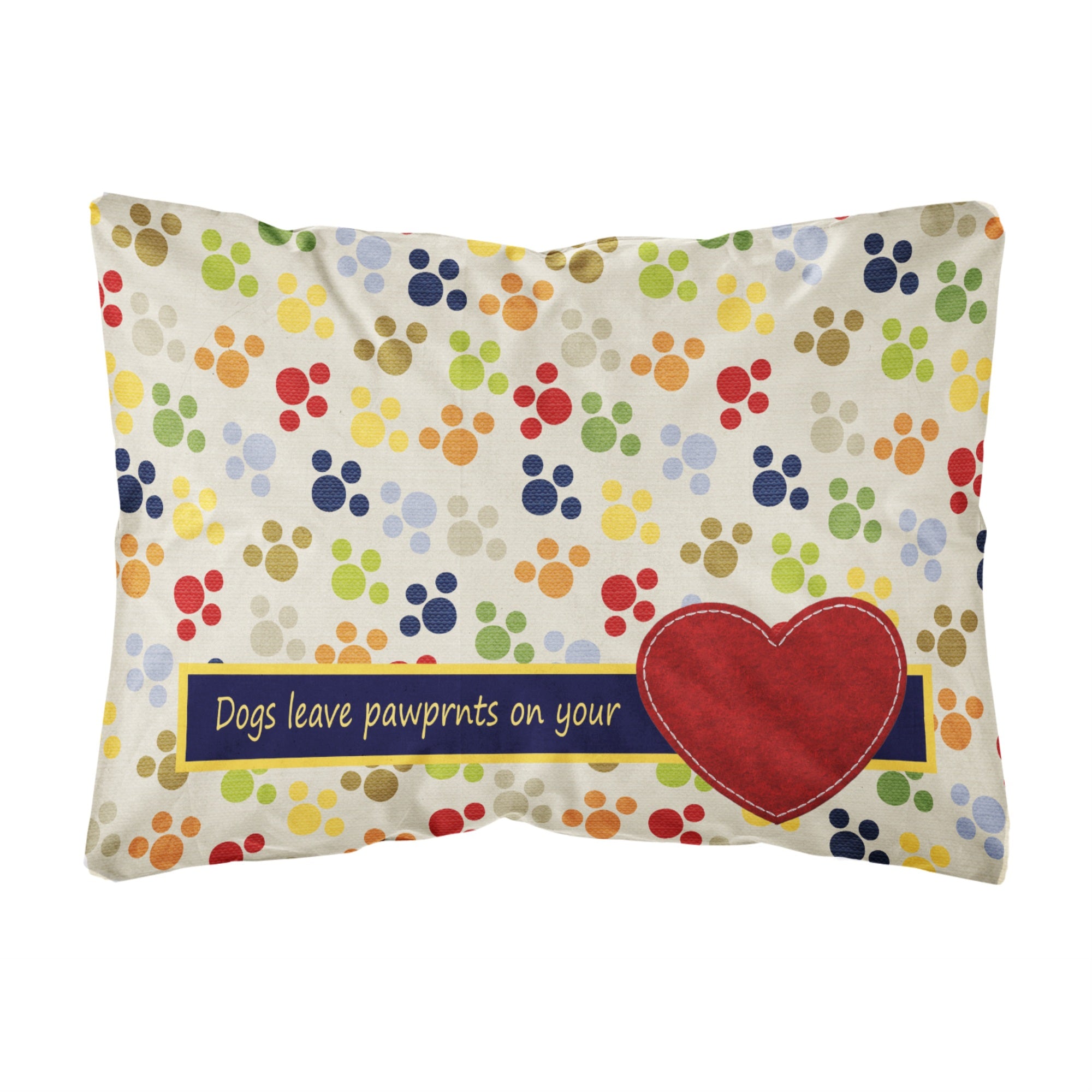Caroline'S Treasures Dogs Leave Paw Prints On Your Heart Canvas Fabric Decorative Pillow, Large, Multicolor