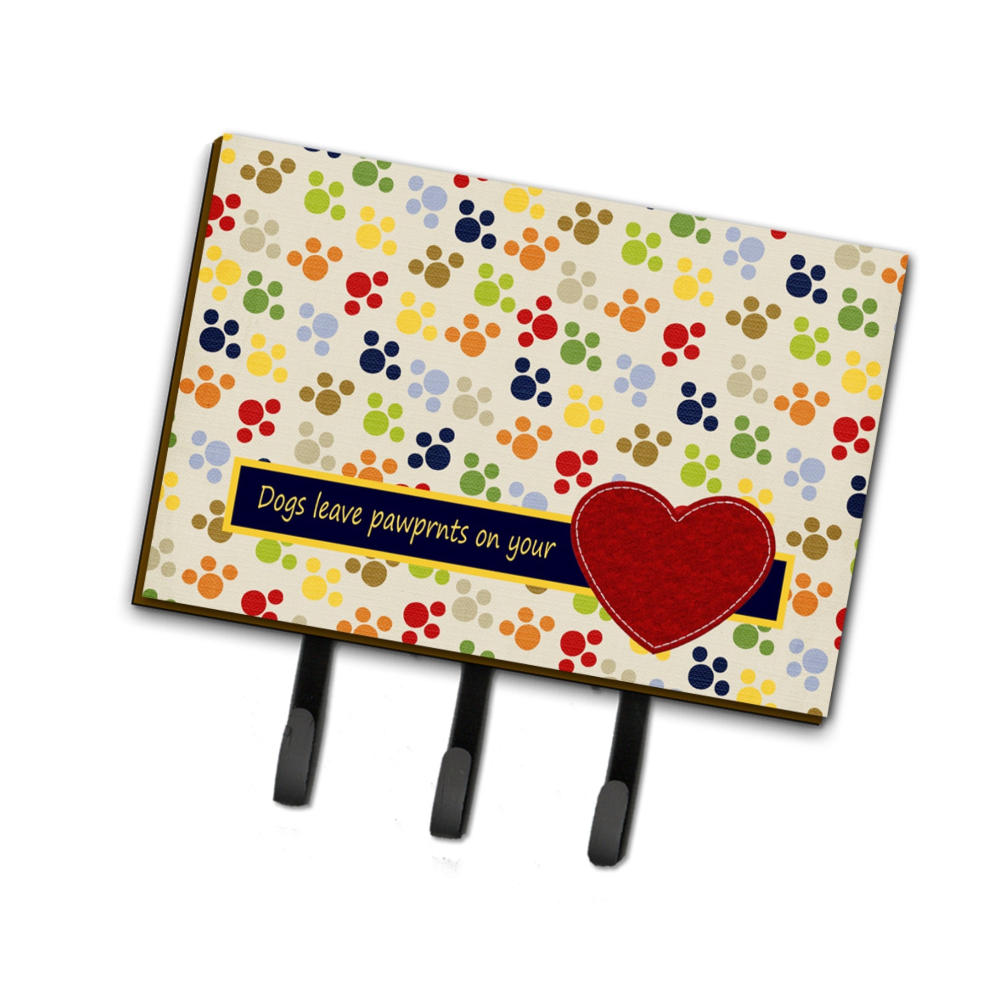 Caroline'S Treasures Sb3054Th68 Dogs Leave Paw Prints On Your Heart Leash Or Key Holder, Large, Multicolor