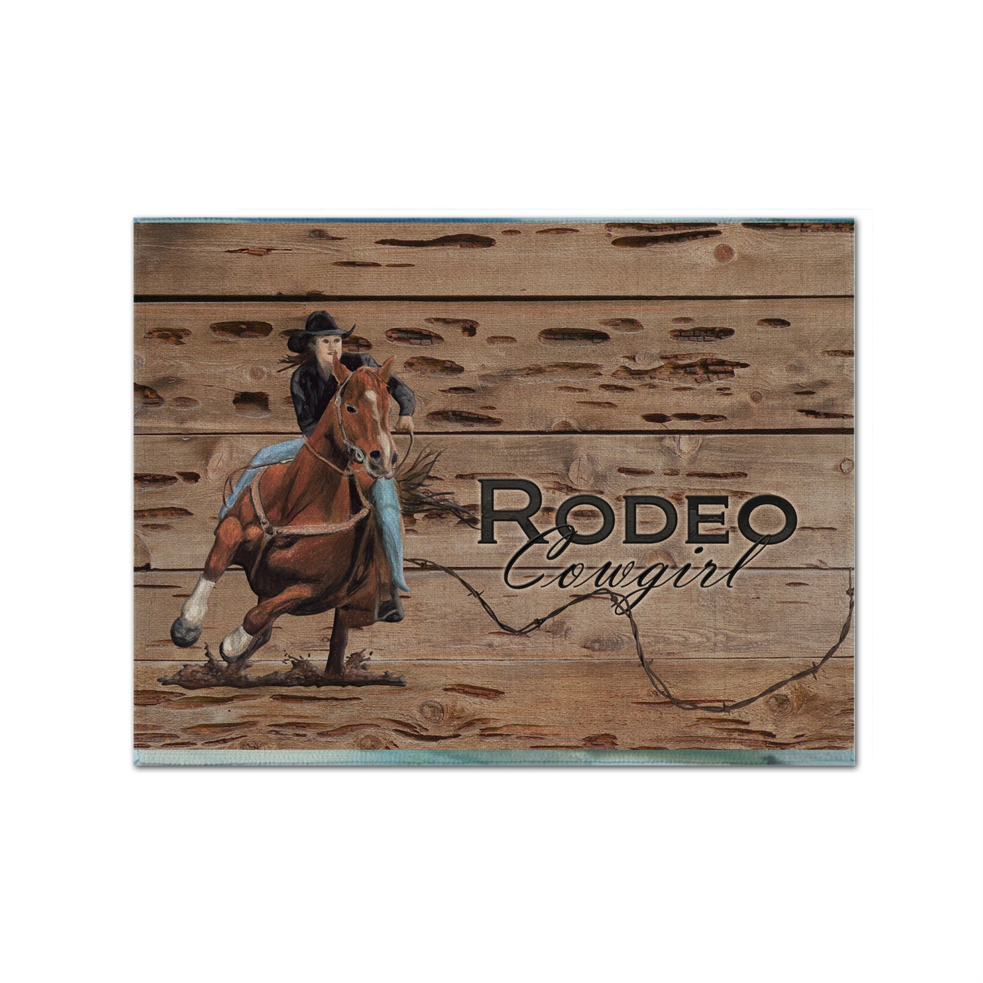 Caroline'S Treasures Sb3055Plmt Rodeo Cowgirl Barrel Racer Fabric Placemat, Multicolor