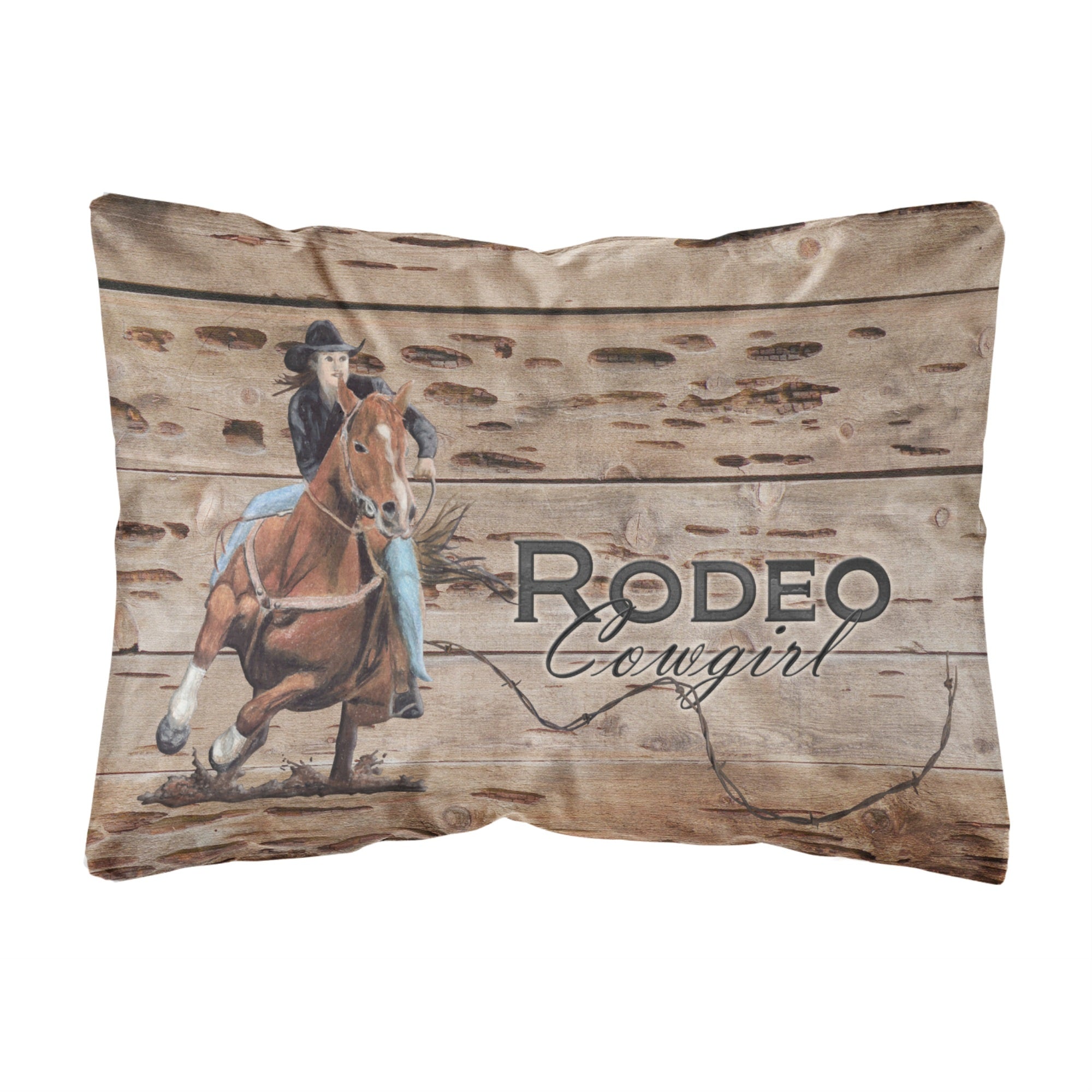 Caroline'S Treasures Rodeo Cowgirl Barrel Racer Canvas Fabric Decorative Pillow, Large, Multicolor