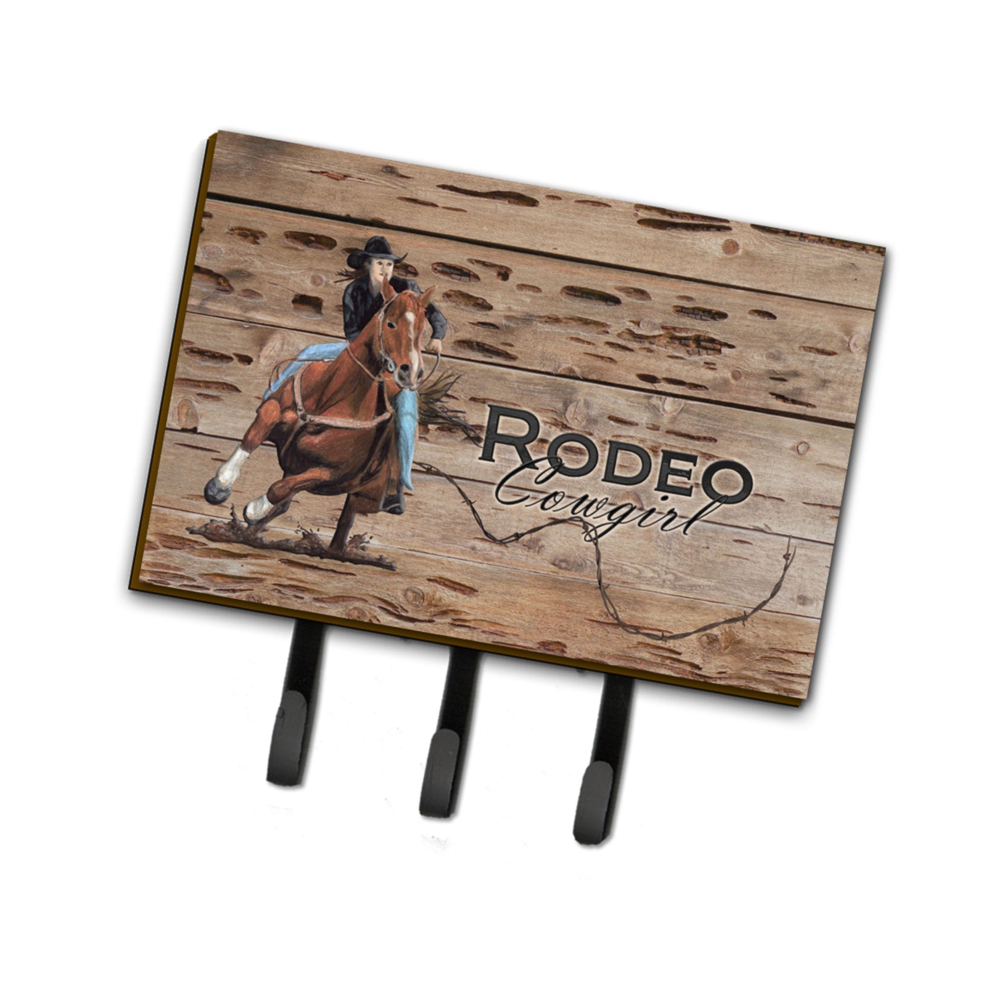 Caroline'S Treasures Sb3055Th68 Rodeo Cowgirl Barrel Racer Leash Or Key Holder, Large, Multicolor
