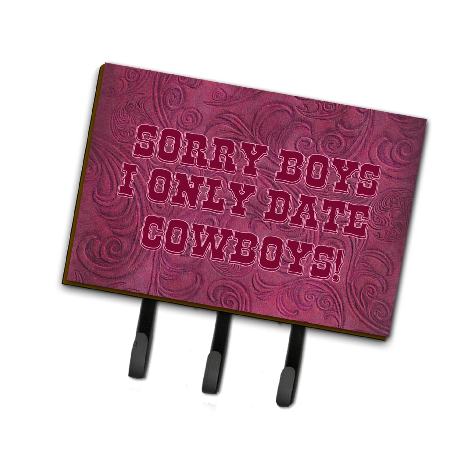 Caroline'S Treasures Sb3062Th68 Sorry Boys I Only Date Cowboys In Pink Leash Or Key Holder, Large, Multicolor