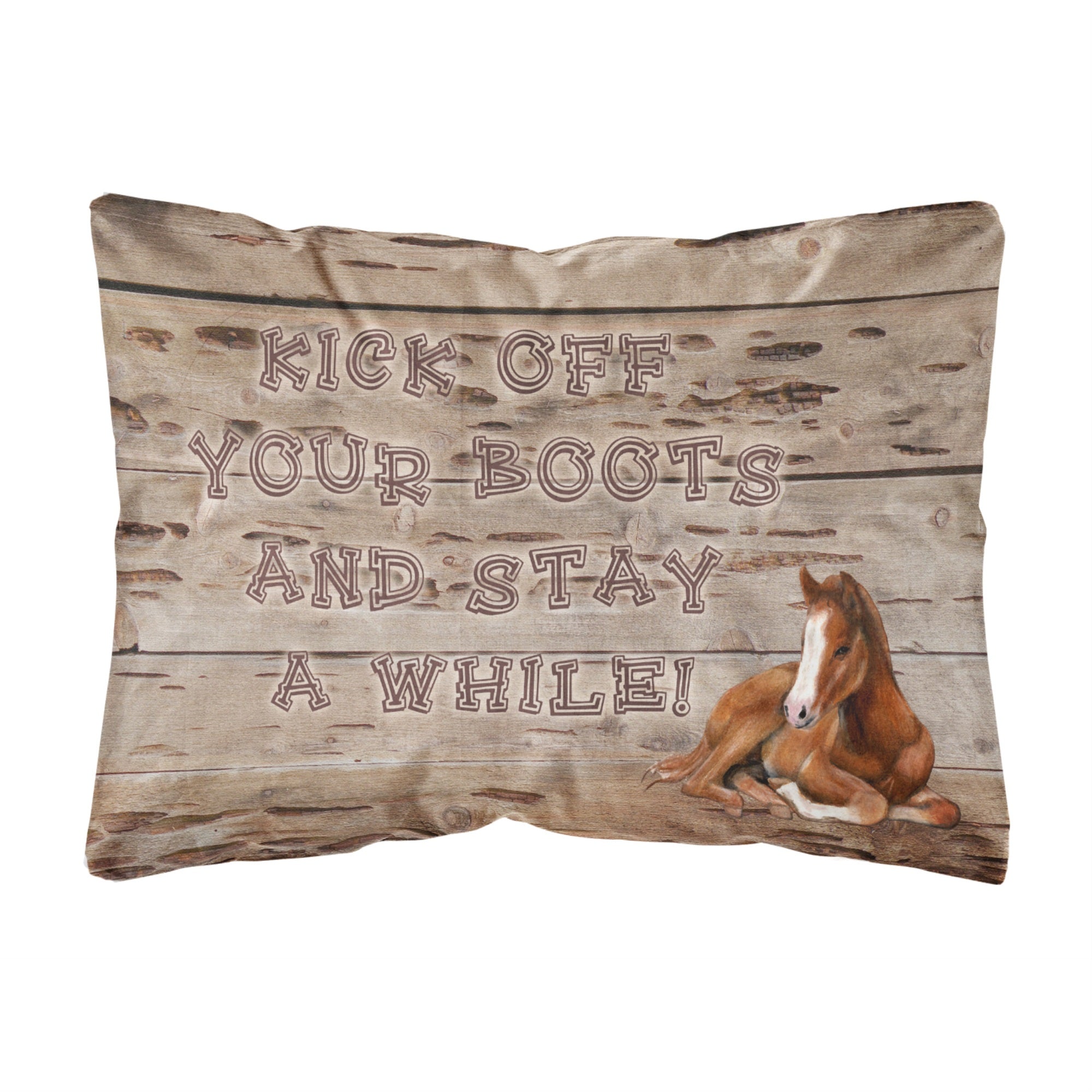 Caroline'S Treasures Kick Off Your Boots & Stay A While Canvas Fabric Decorative Pillow, Large, Multicolor