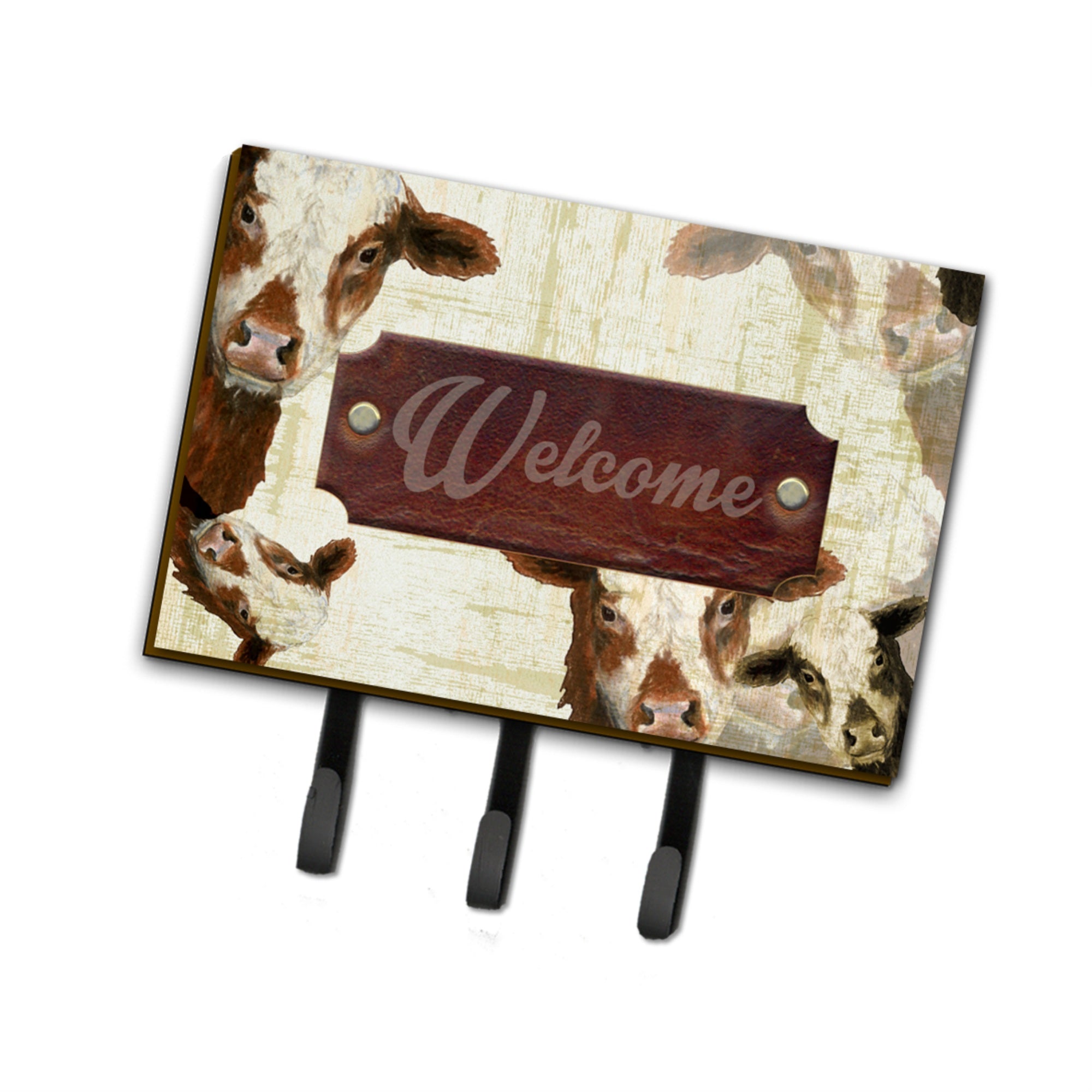 Caroline'S Treasures Sb3065Th68 Welcome Cow Leash Or Key Holder, Large, Multicolor