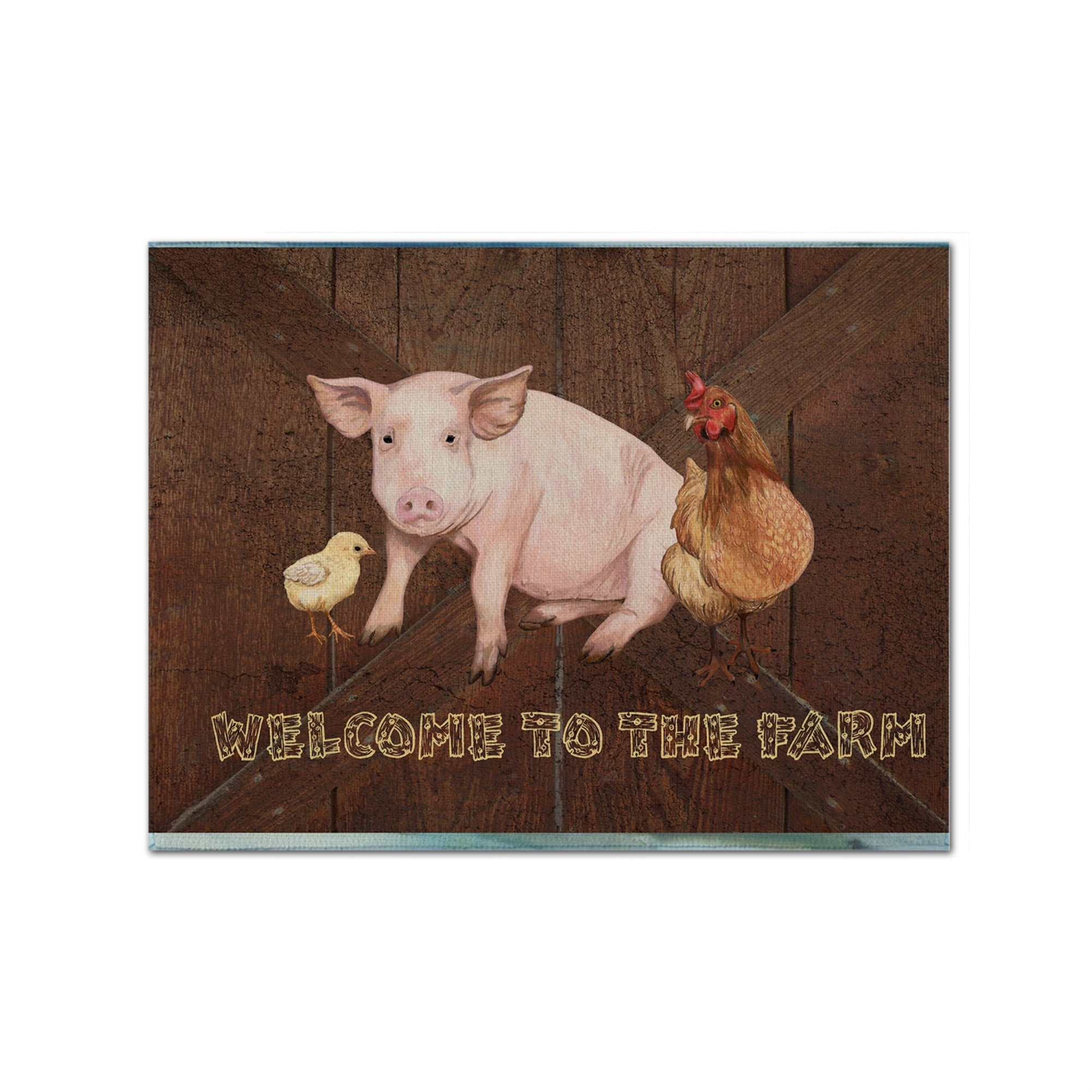 Caroline'S Treasures Sb3083Plmt Welcome To The Farm With The Pig And Chicken Fabric Placemat, Multicolor