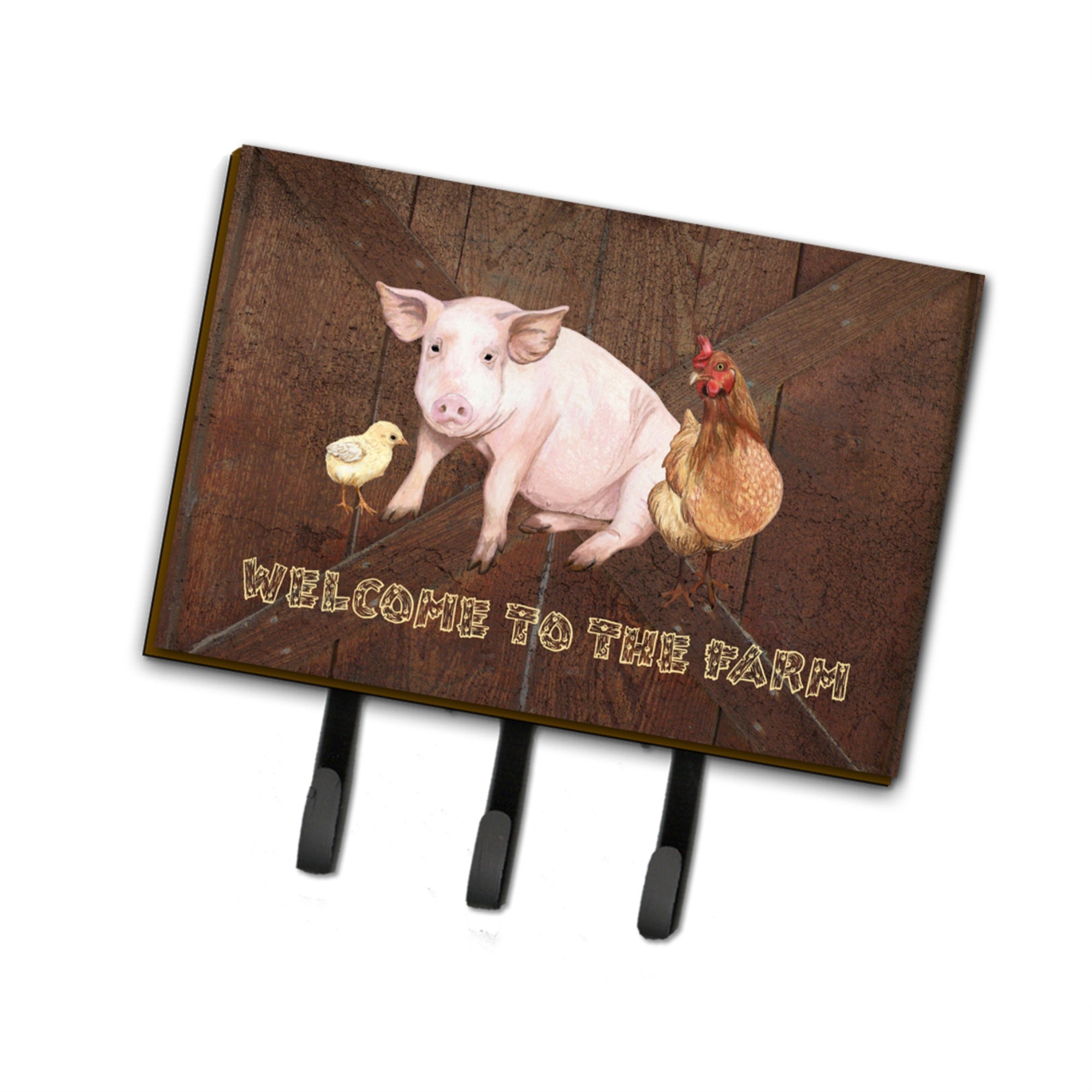 Caroline'S Treasures Sb3083Th68 Welcome To The Farm With The Pig And Chicken Leash Or Key Holder, Large, Multicolor