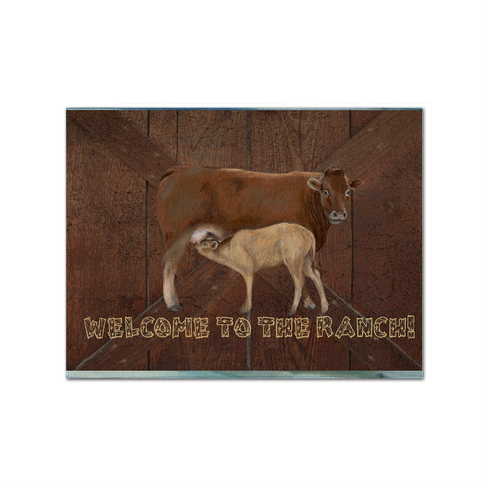 Caroline'S Treasures Sb3084Plmt Welcome To The Ranch With The Cow And Baby Fabric Placemat, Multicolor