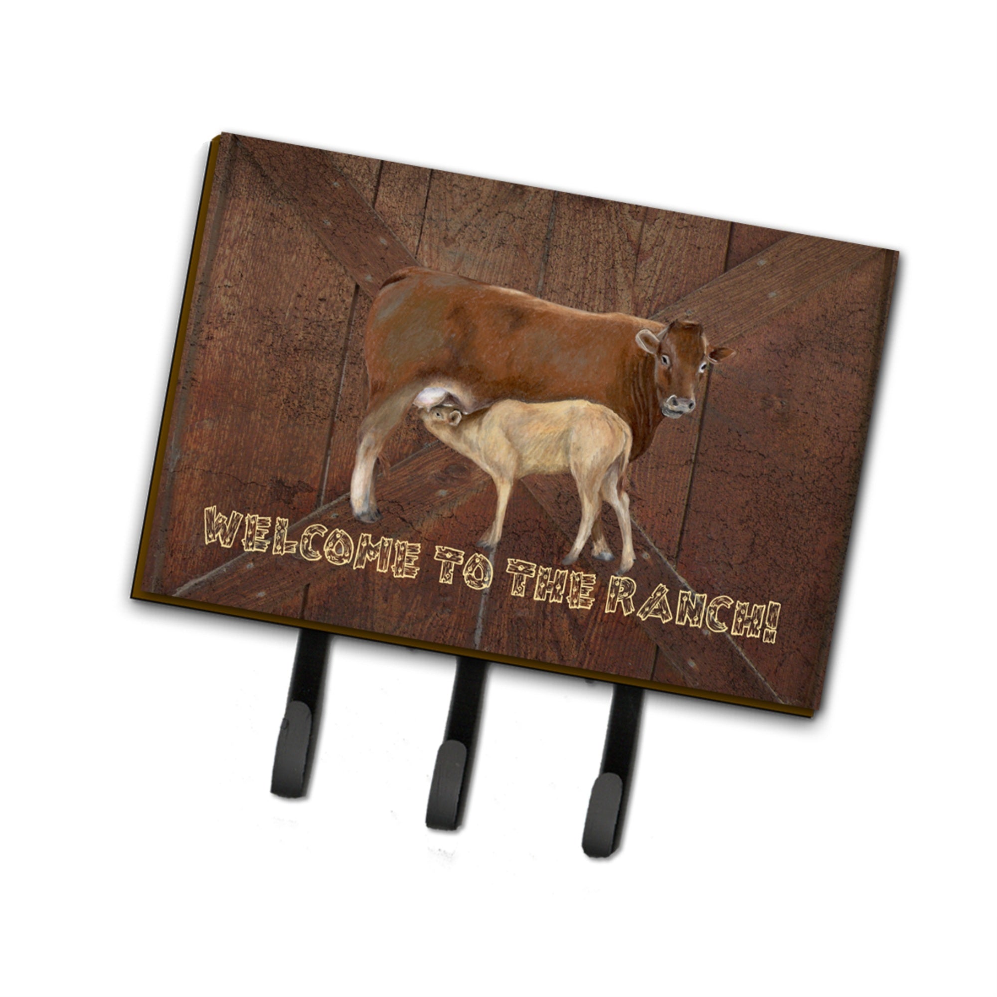 Caroline'S Treasures Sb3084Th68 Welcome To The Ranch With The Cow And Baby Leash Or Key Holder, Large, Multicolor