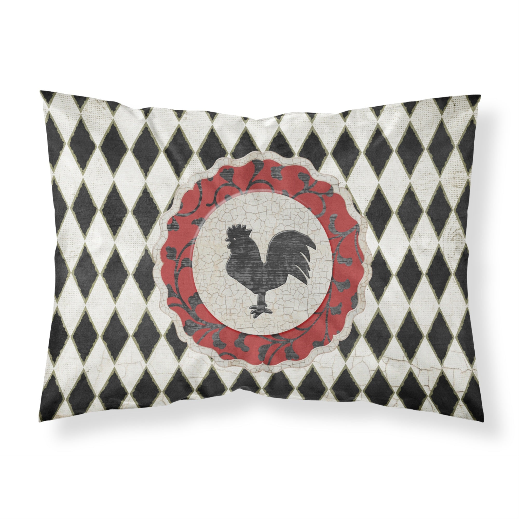 Caroline'S Treasures Sb3086Pillowcase Rooster Harlequin Black And White Moisture Wicking Fabric Standard Pillowcase, Large, Mu