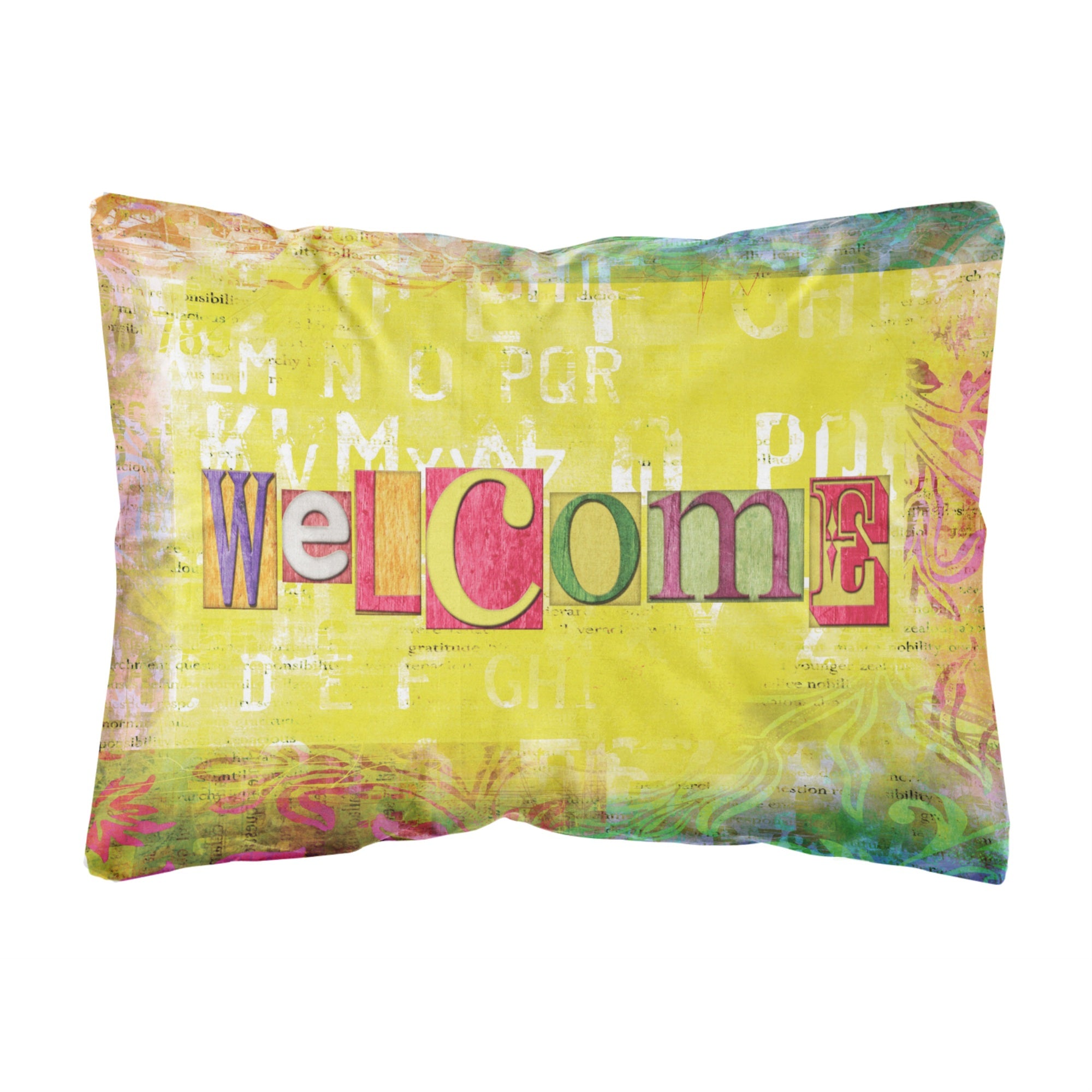 Caroline'S Treasures Sb3097Pw1216 Artsy Welcome Canvas Fabric Decorative Pillow, Large, Multicolor