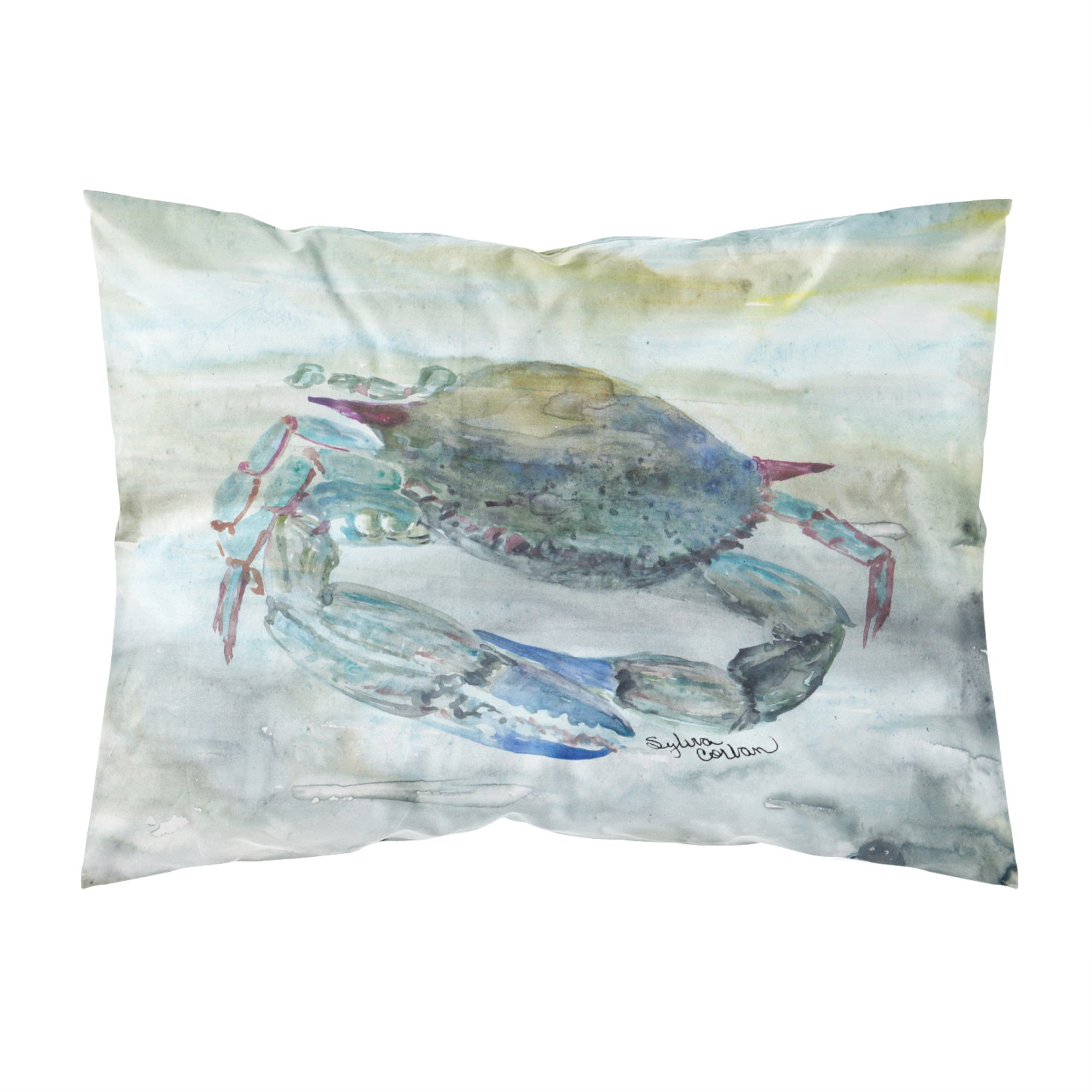 Caroline'S Treasures Blue Crab Watercolor Fabric Standard Pillowcases, Multicolor