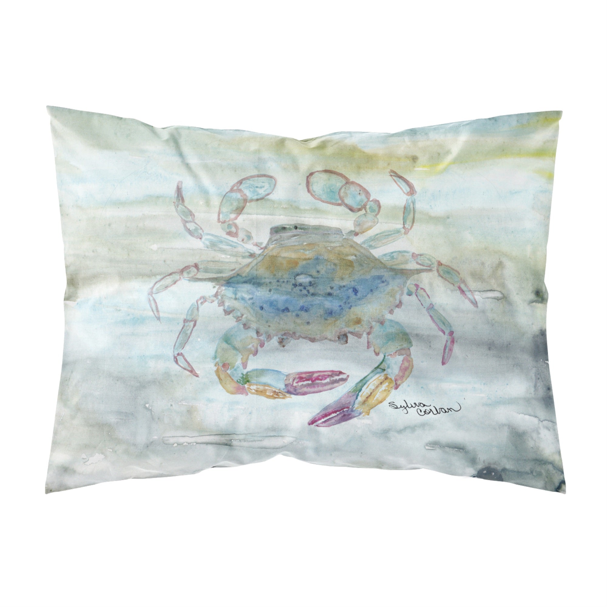 Caroline'S Treasures Female Blue Crab Watercolor Fabric Standard Pillowcases, Multicolor